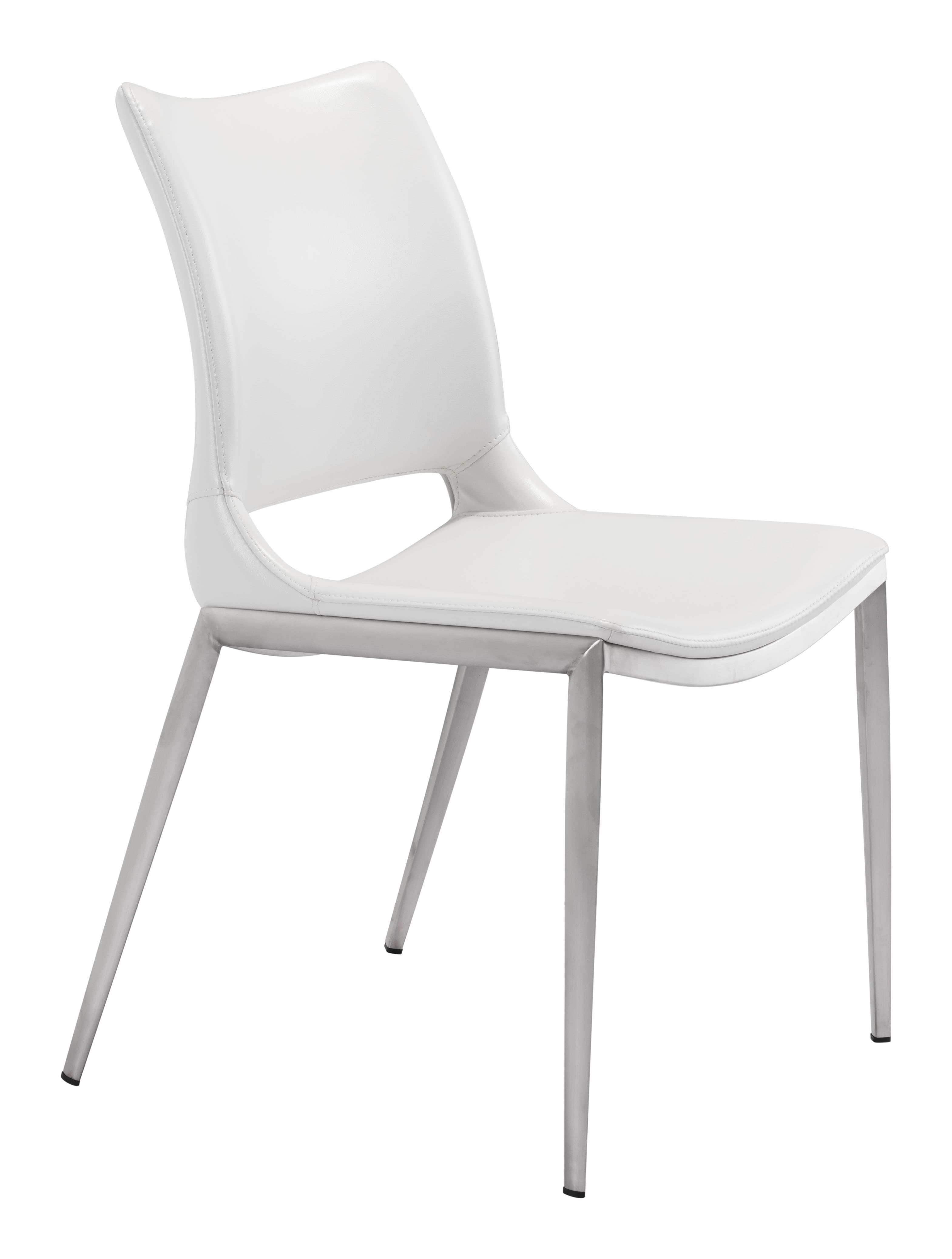 Ace Dining Chair (Set of 2) White & Silver product image