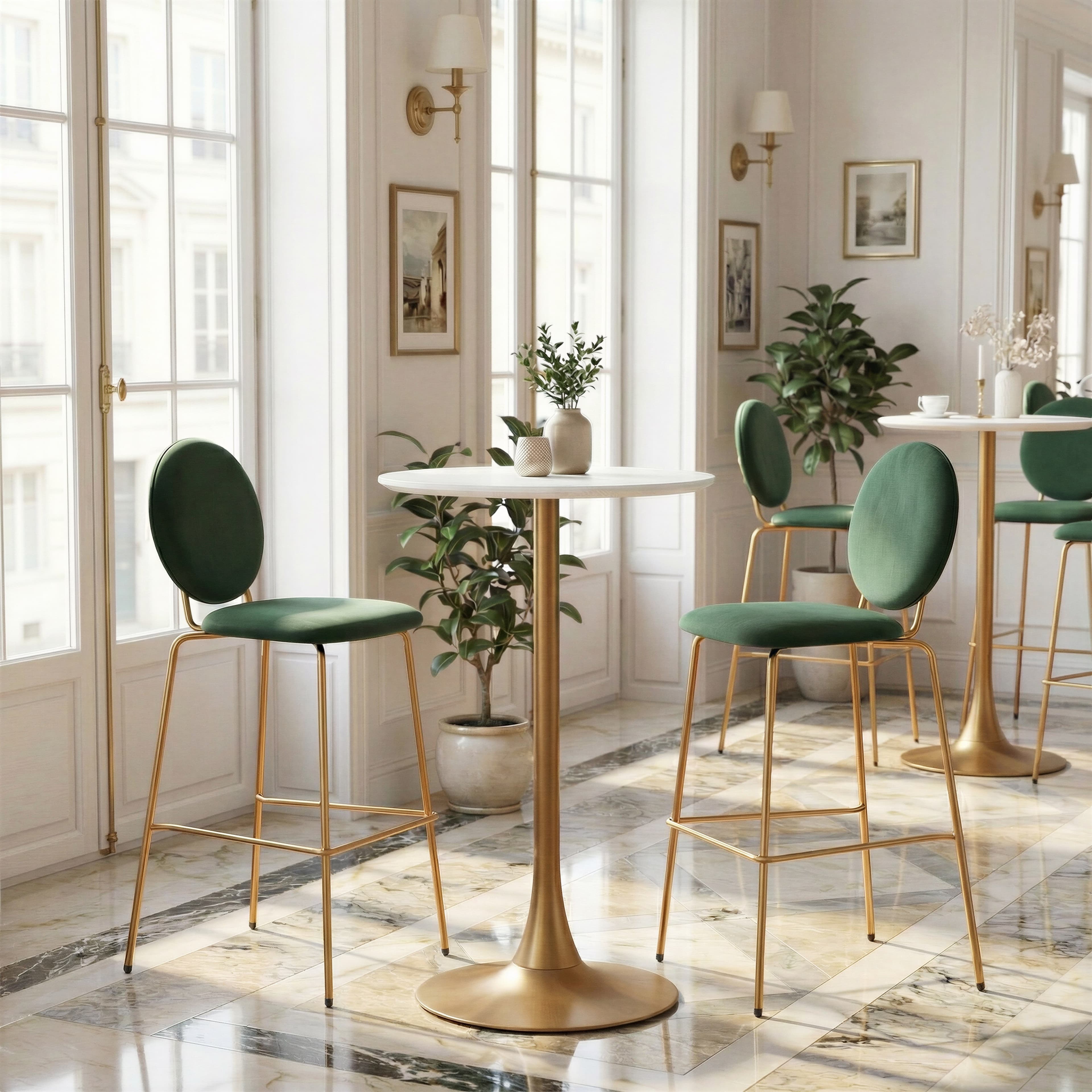 Odessa Barstool (Set of 2) Green & Gold product image