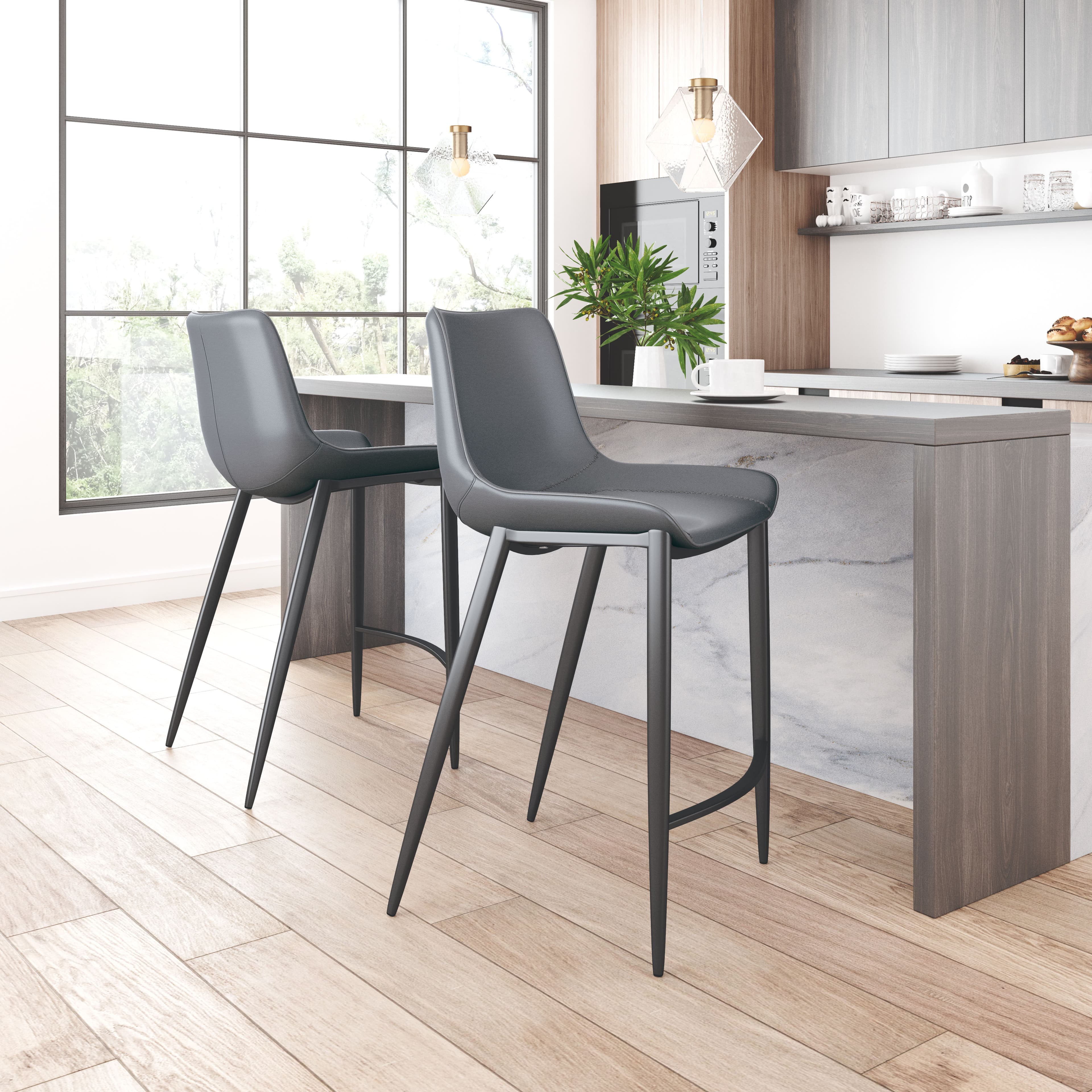 Magnus Barstool (Set of 2) Dark Gray & Black product image