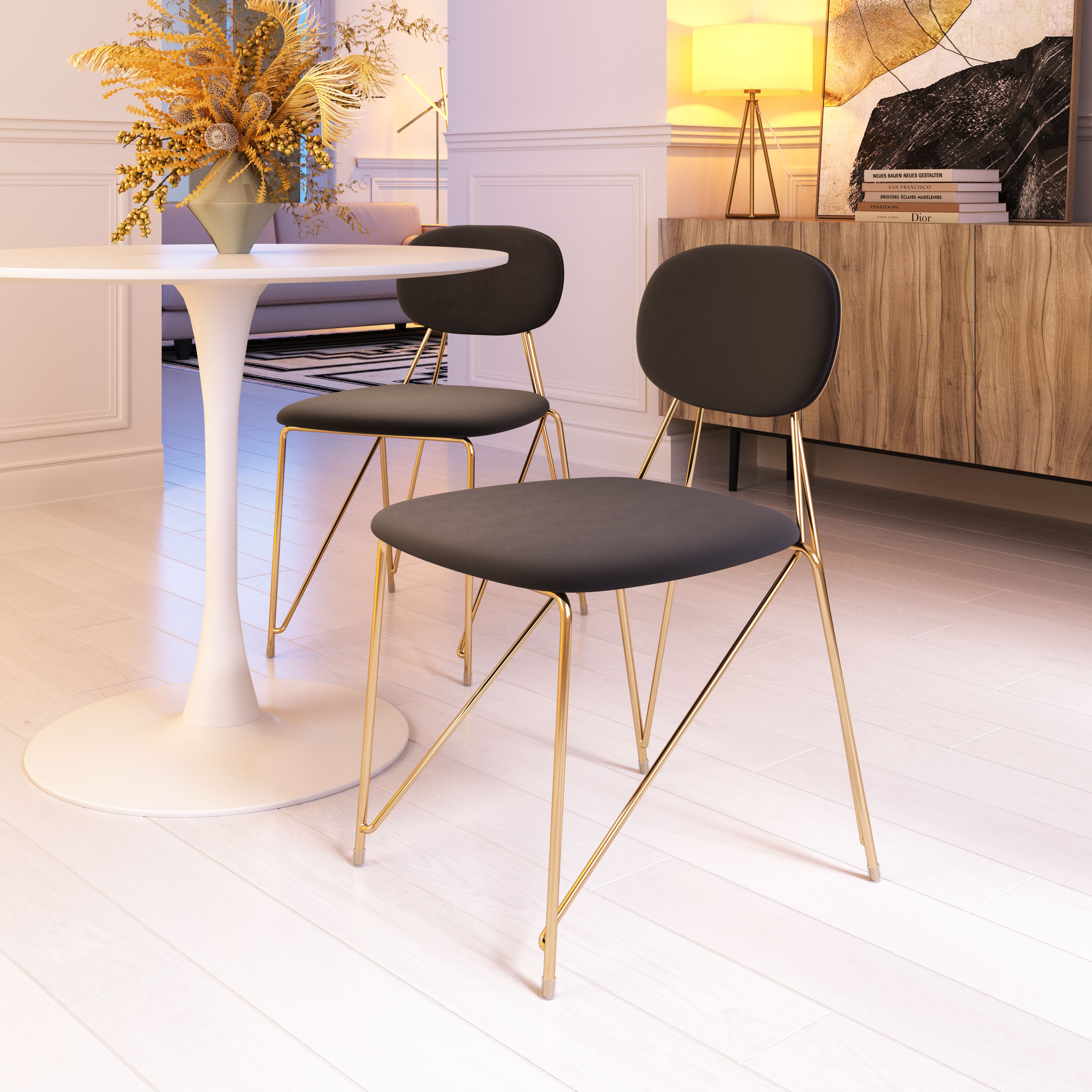 Georges Dining Chair (Set of 2) Gray & Gold product image
