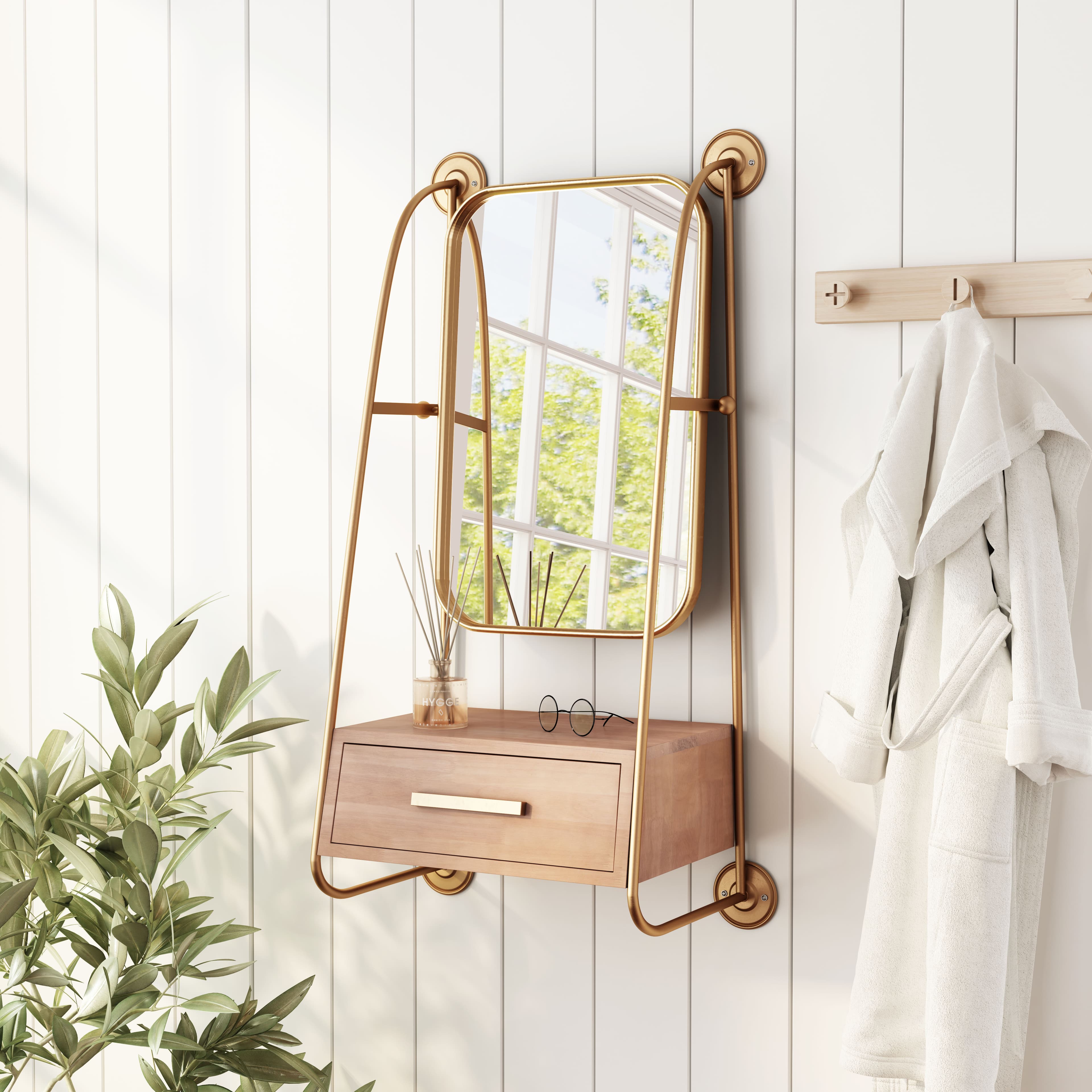 Peralta Mirror Shelf Brass & Brown product image
