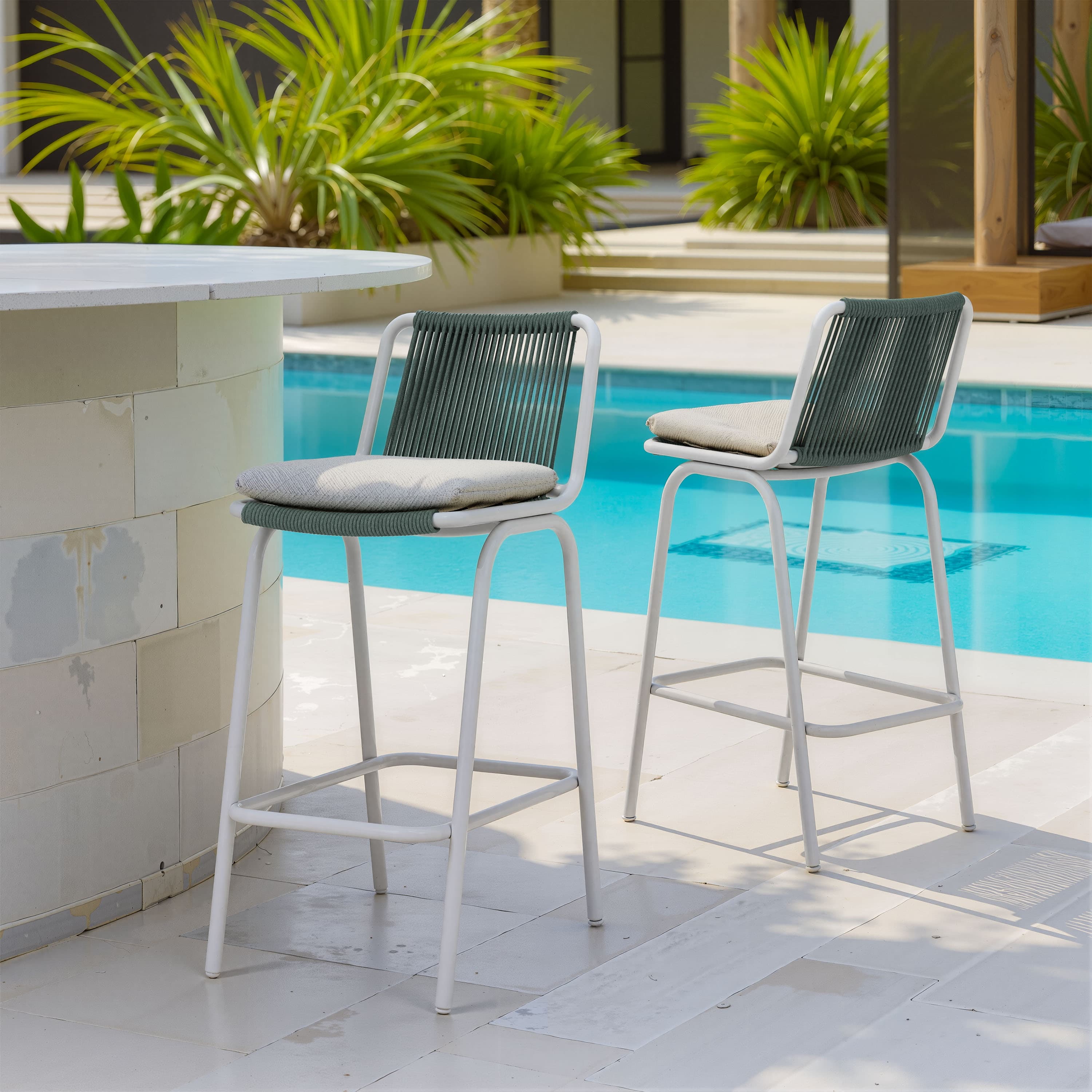 Luft Barstool (Set of 2) White & Green product image
