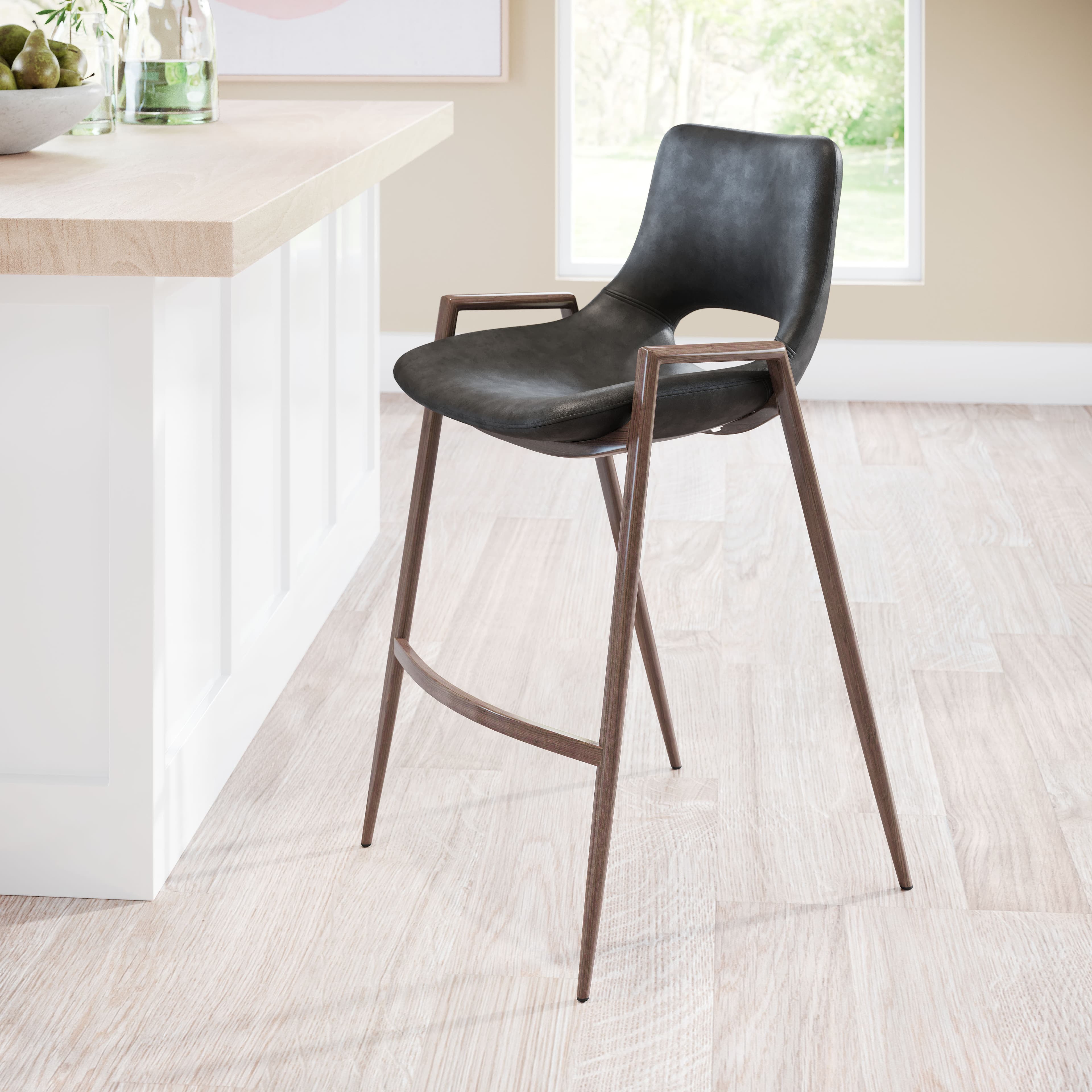 Desi Counter Stool (Set of 2) Black & Walnut product image
