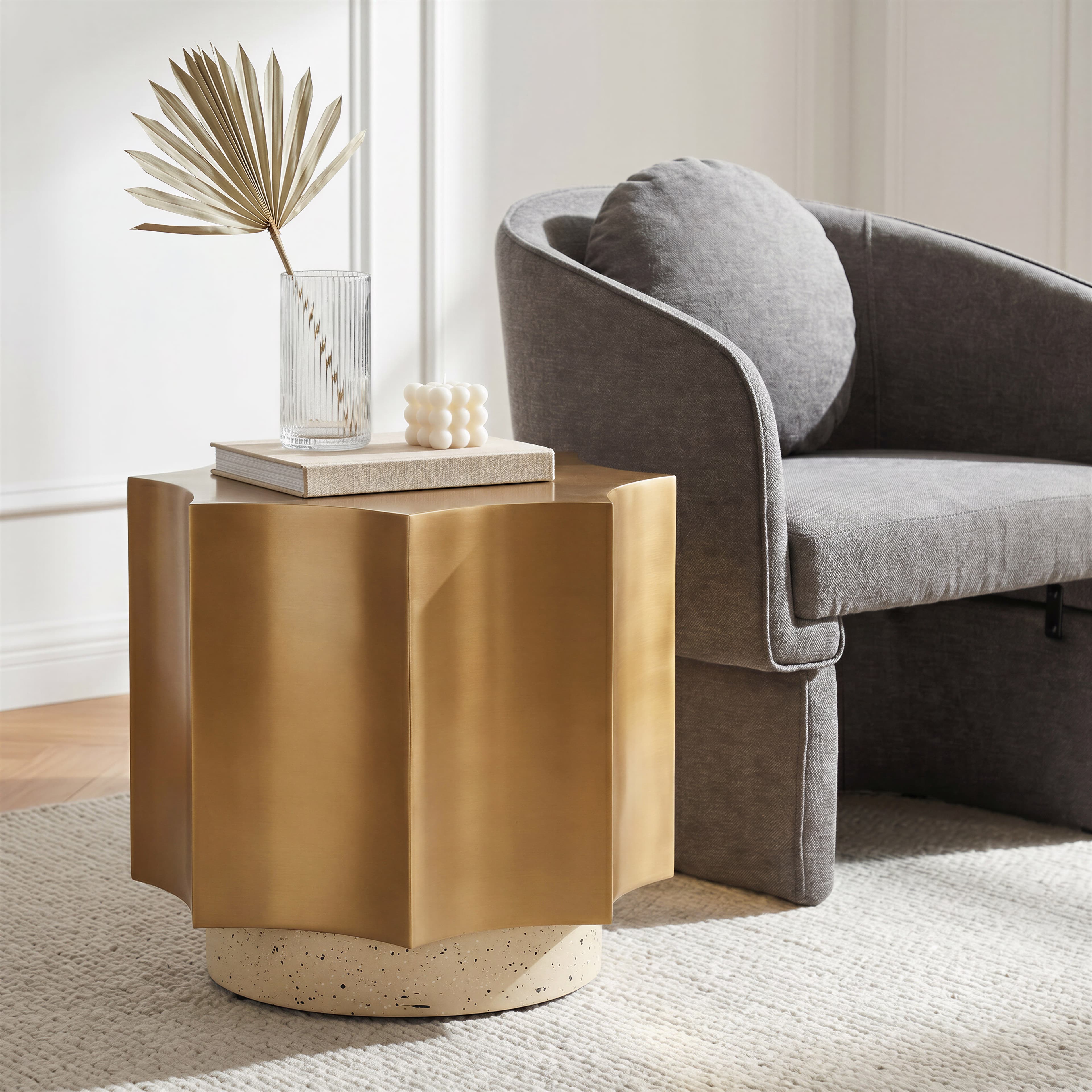 Osam Side Table Gold & Beige product image