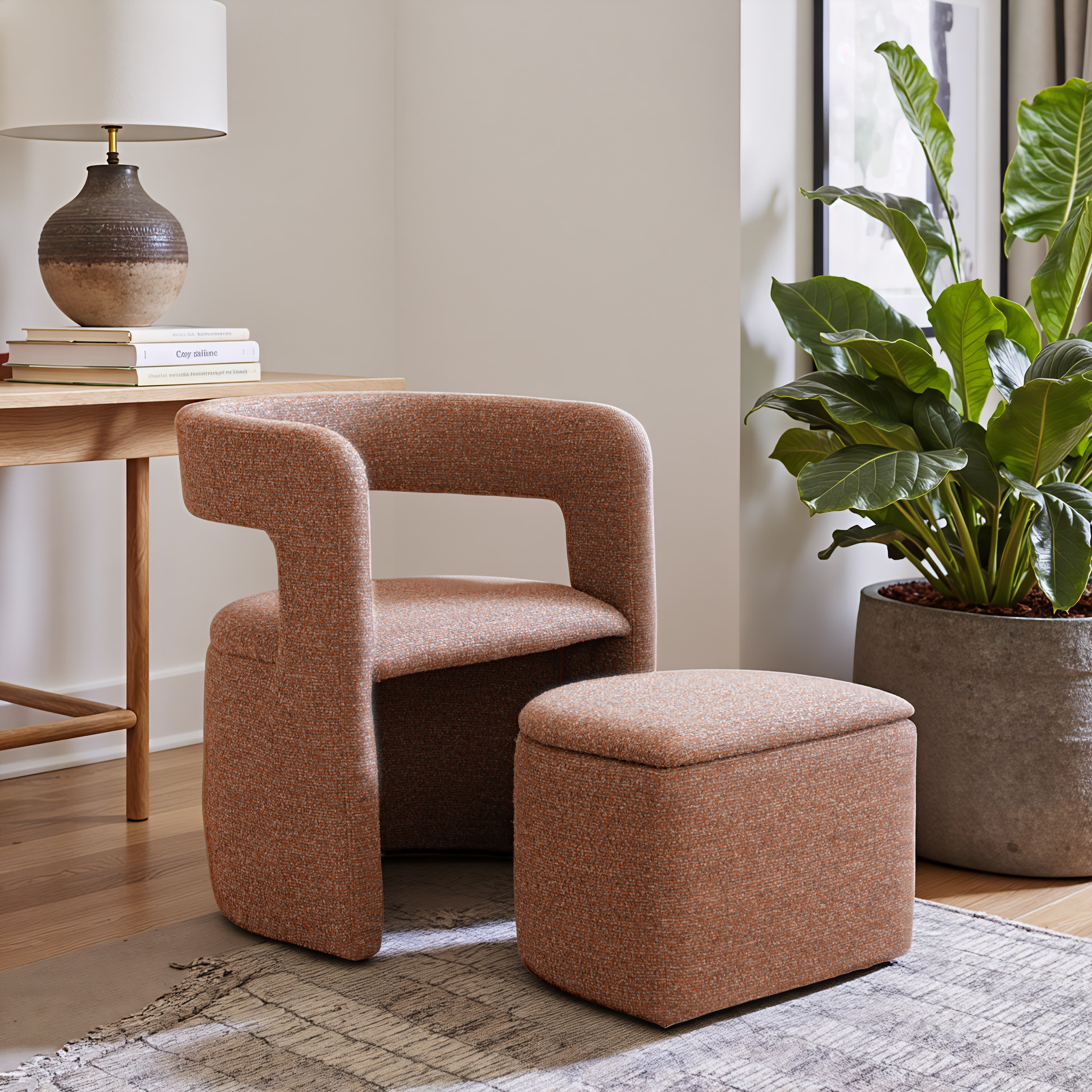 Atria Accent Chair & Ottoman Tawny Brown product image