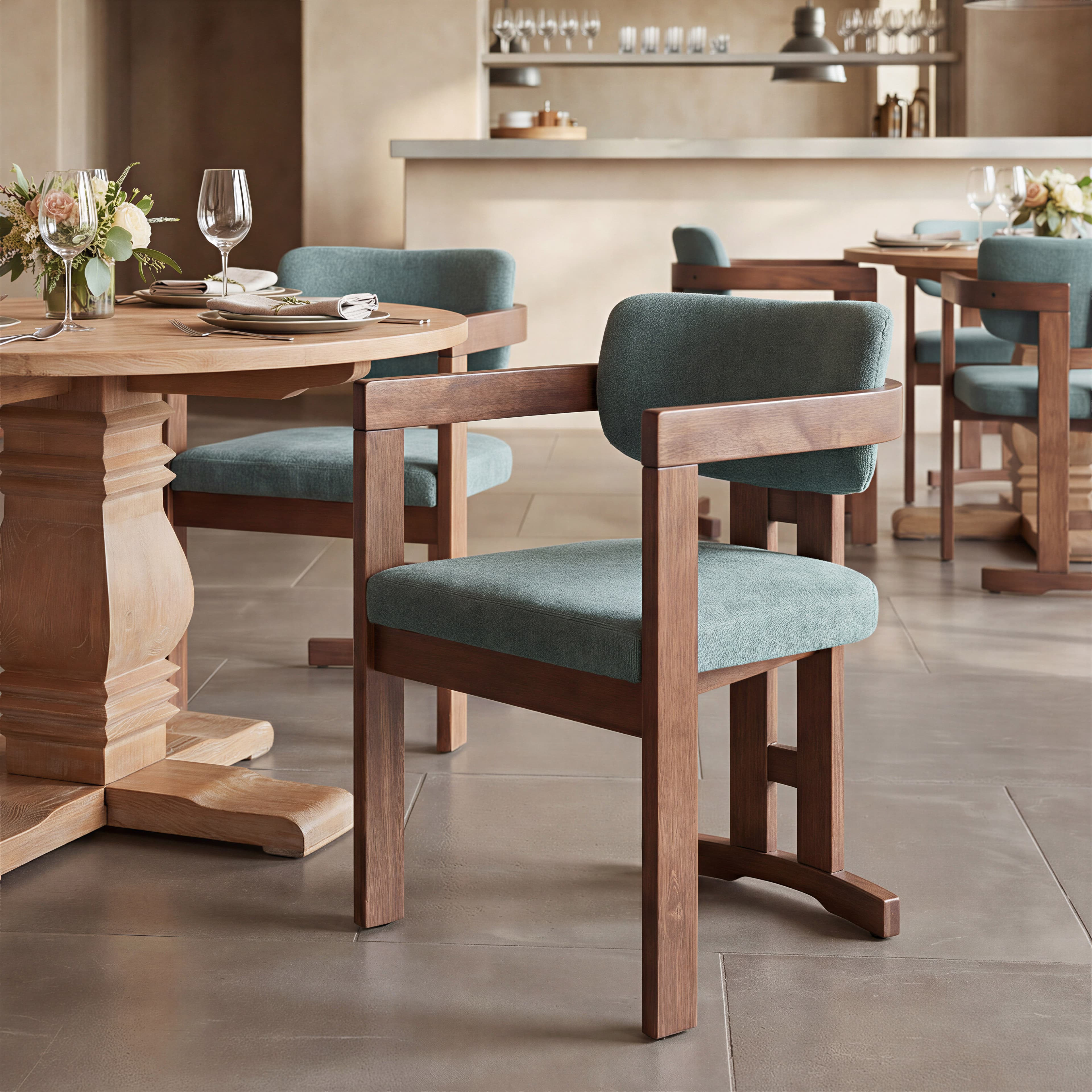 Poly Dining Chair Moss Gray & Walnut product image
