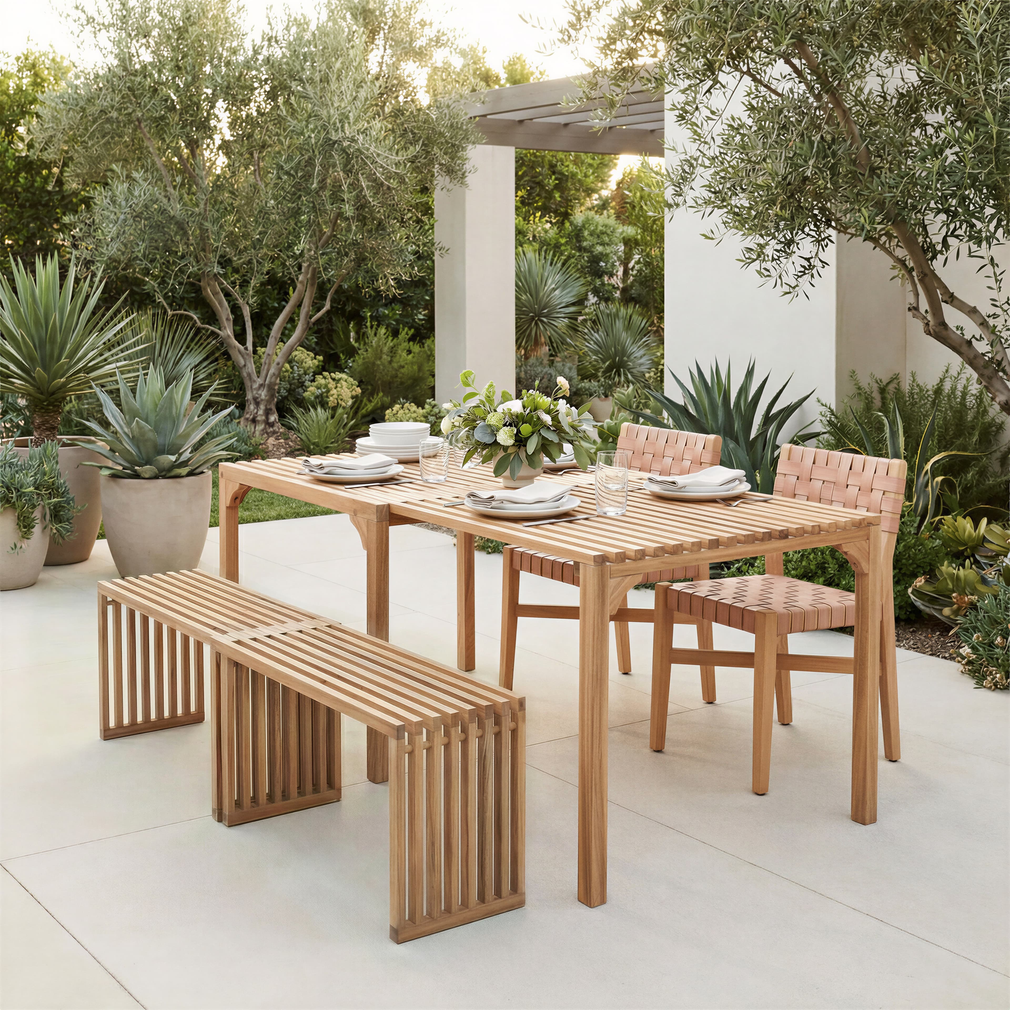 Riviera Extendable Bench (Set of 2) Natural product image