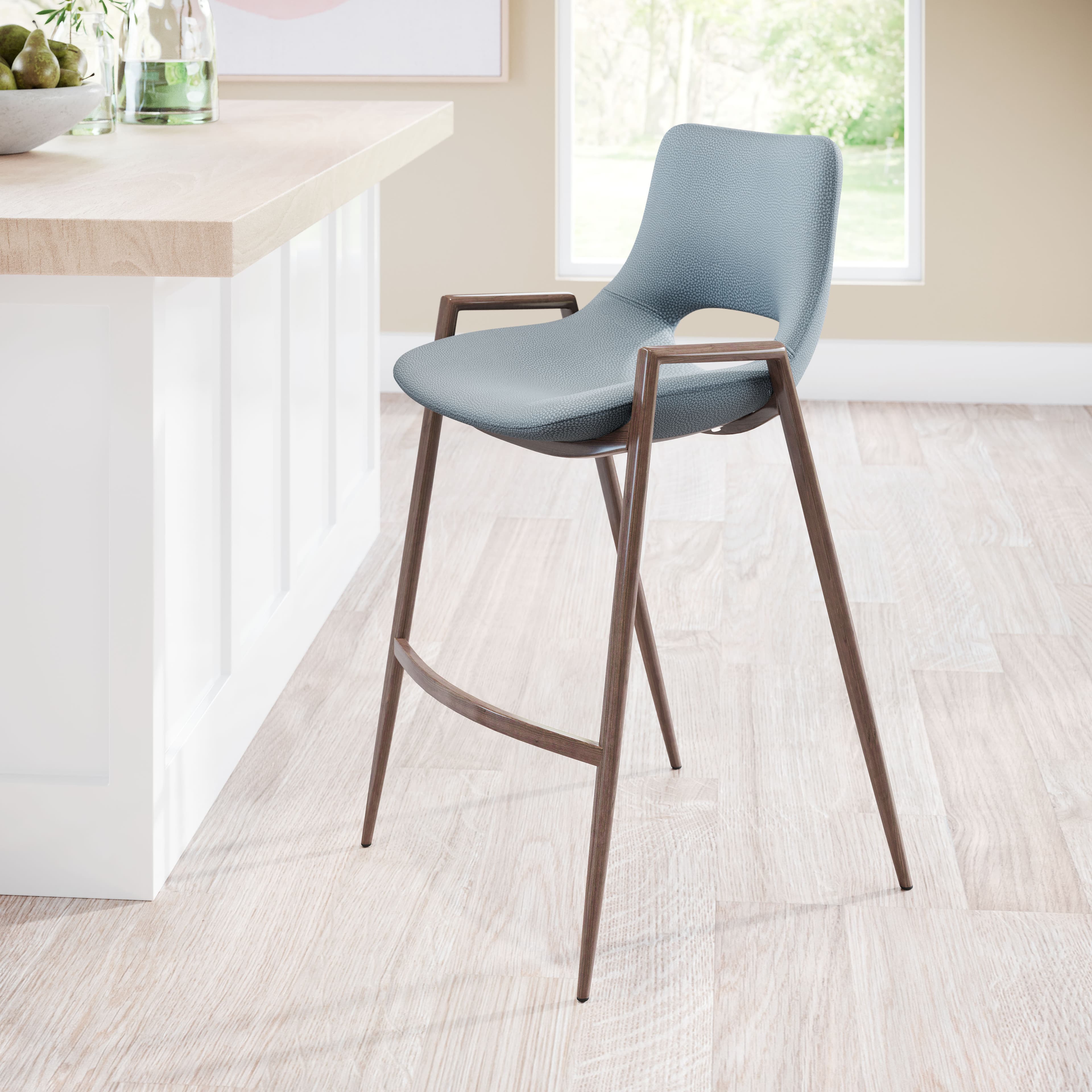 Desi Counter Stool (Set of 2) Azure Gray & Walnut product image