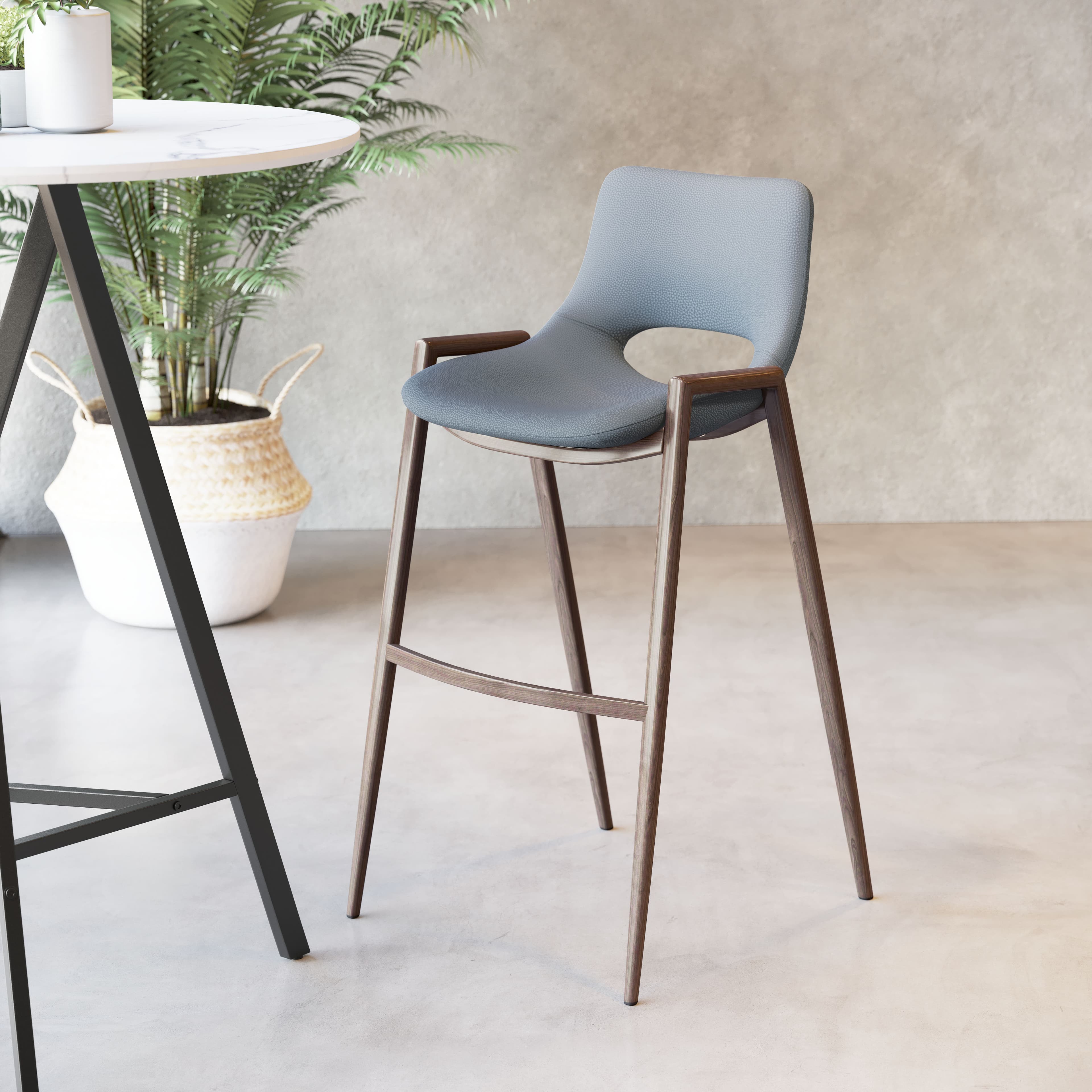 Desi Barstool (Set of 2) Azure Gray & Walnut product image