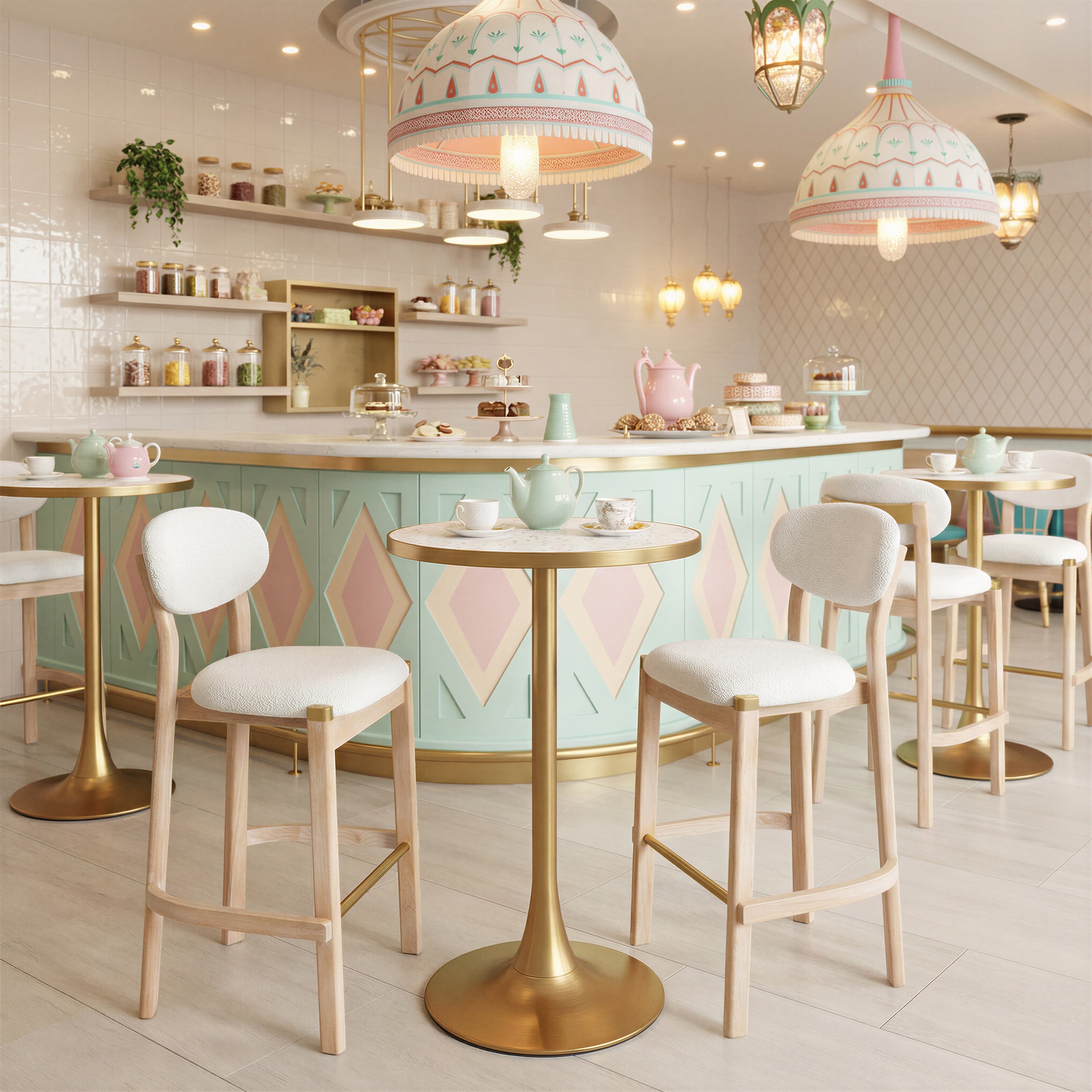 Bite Bar Table Beige & Gold product image