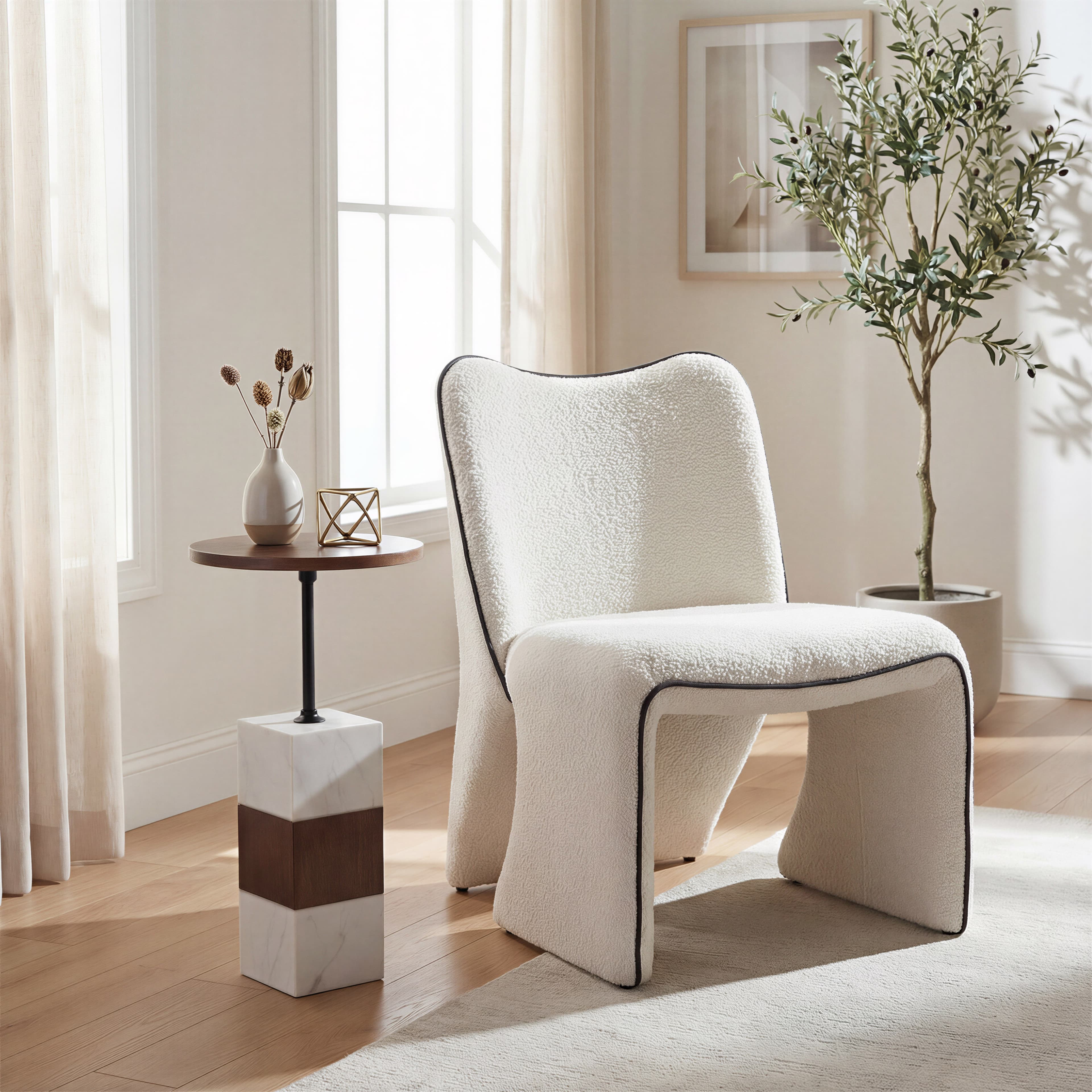 Stuk Side Table Brown & White product image