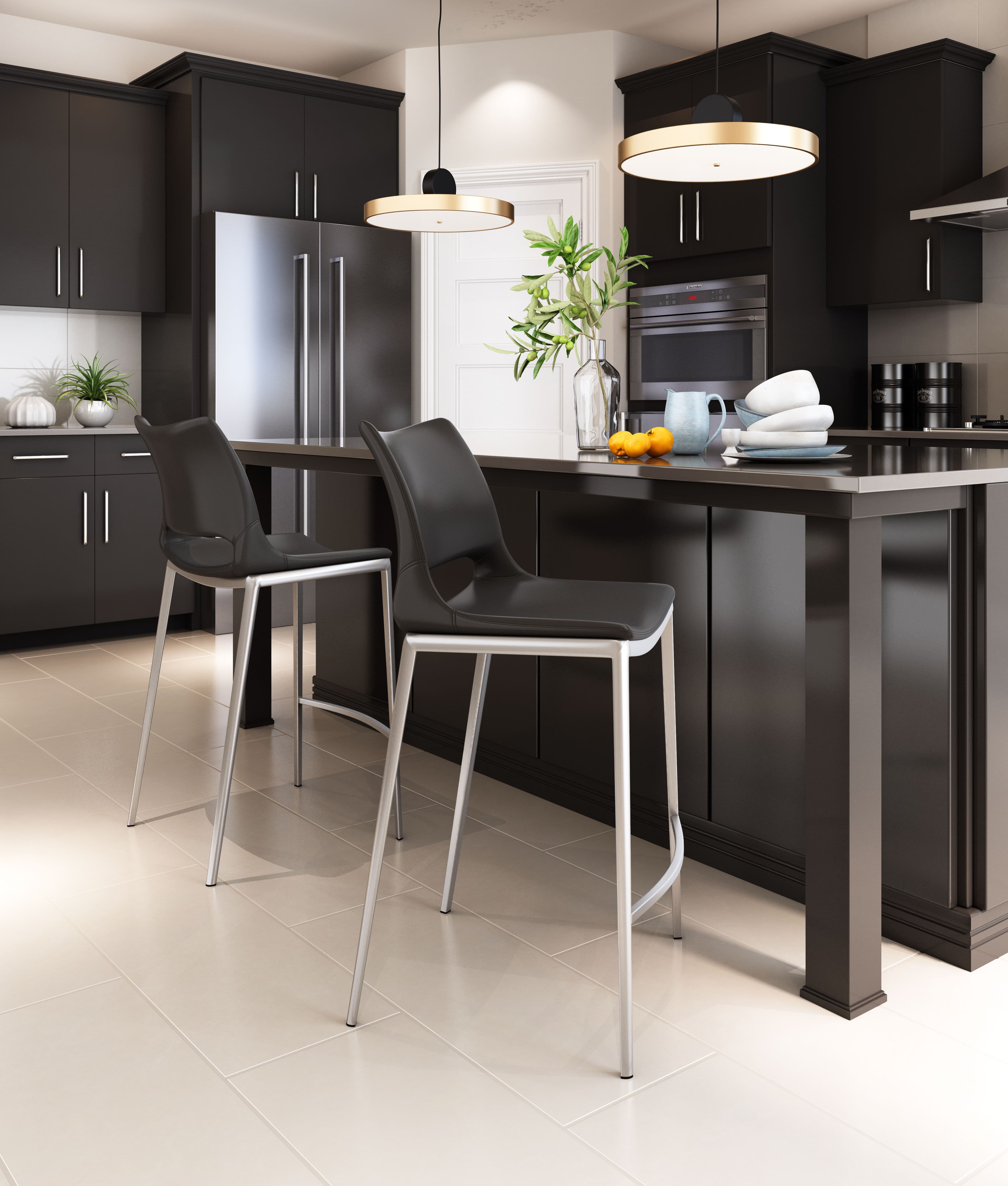 Ace Counter Stool (Set of 2) Black & Silver product image