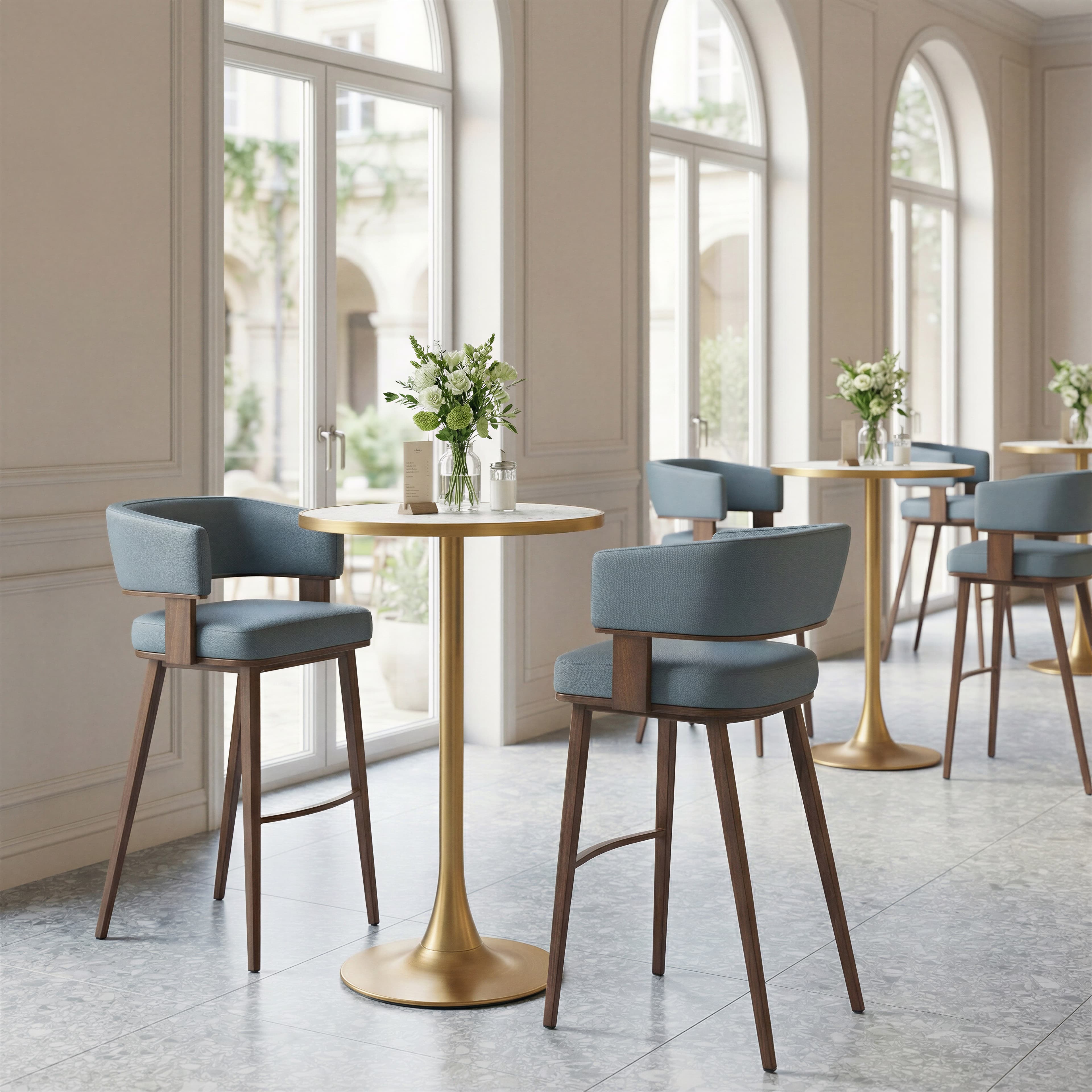 Poise Barstool Azure Gray & Walnut product image