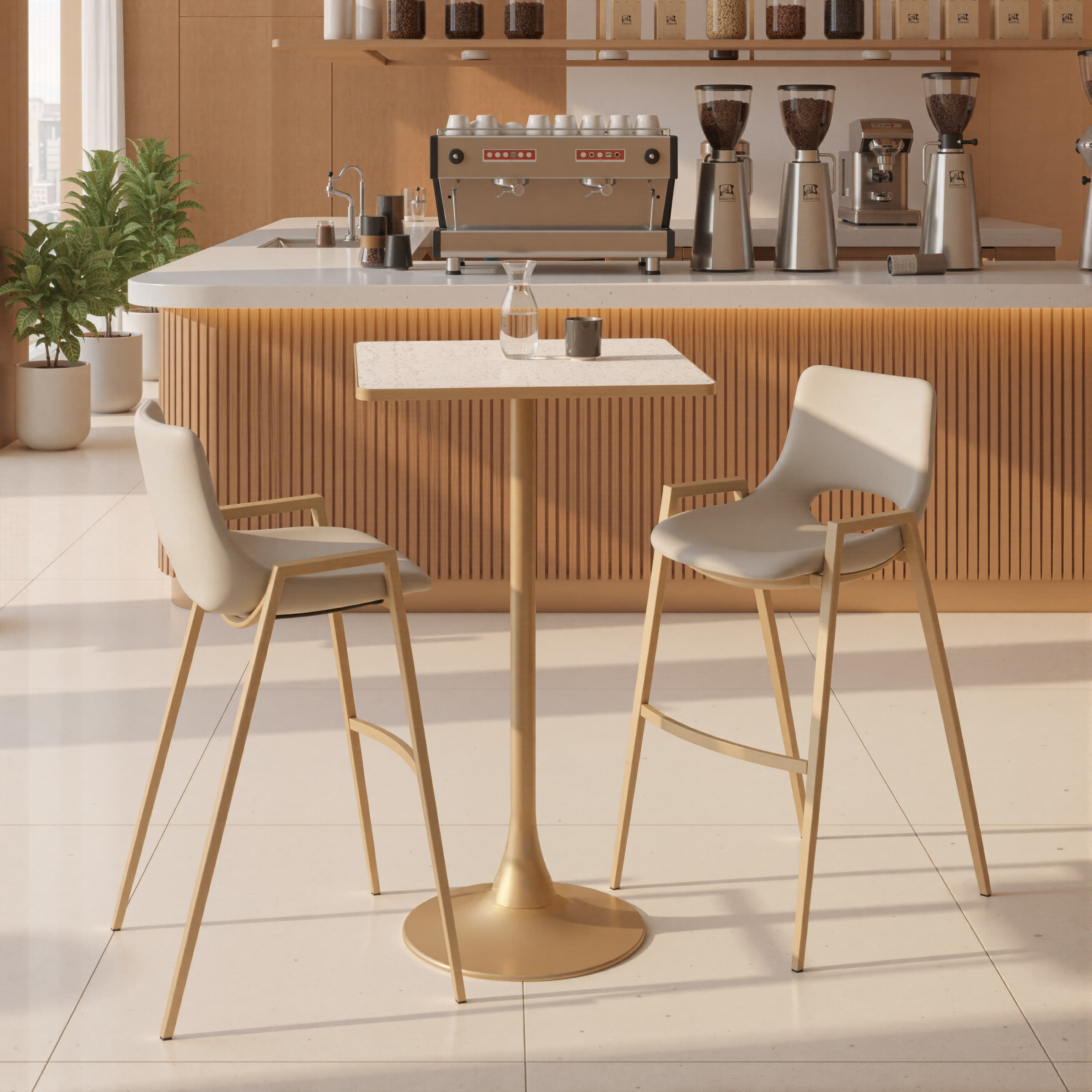 Desi Barstool (Set of 2) Beige & Gold product image