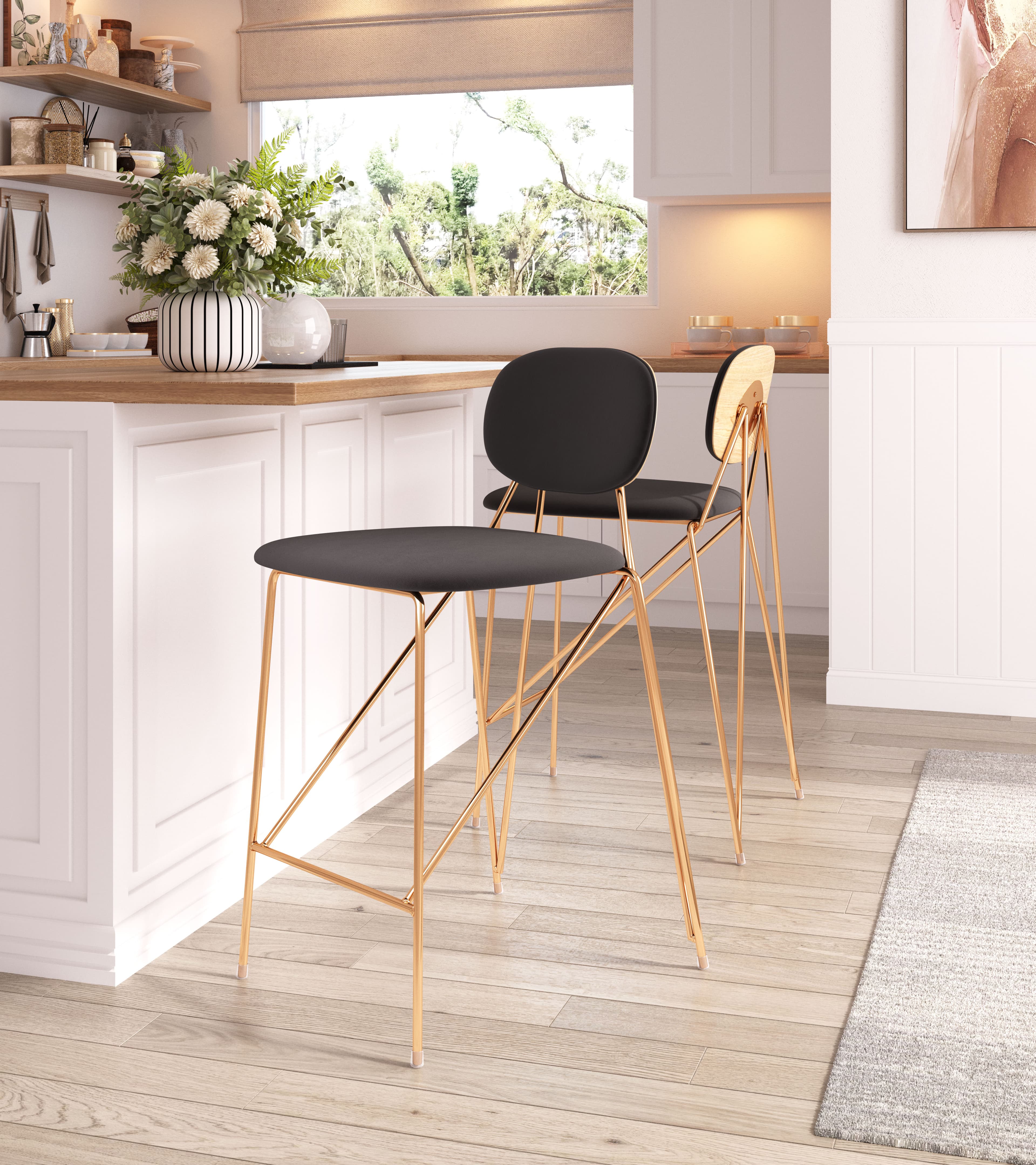 Georges Counter Stool (Set of 2) Gray & Gold product image