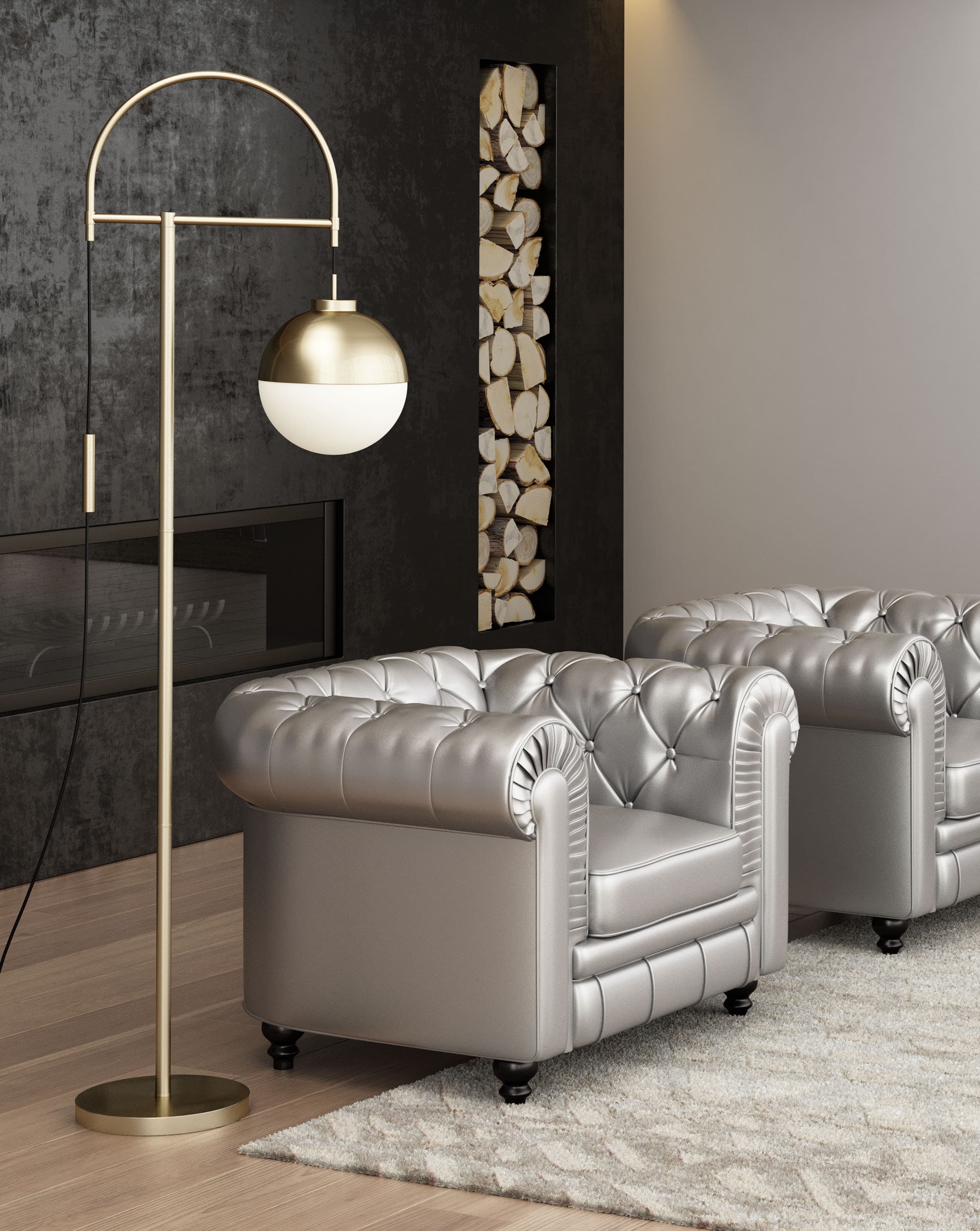 Waterloo Floor Lamp White & Bronze product image