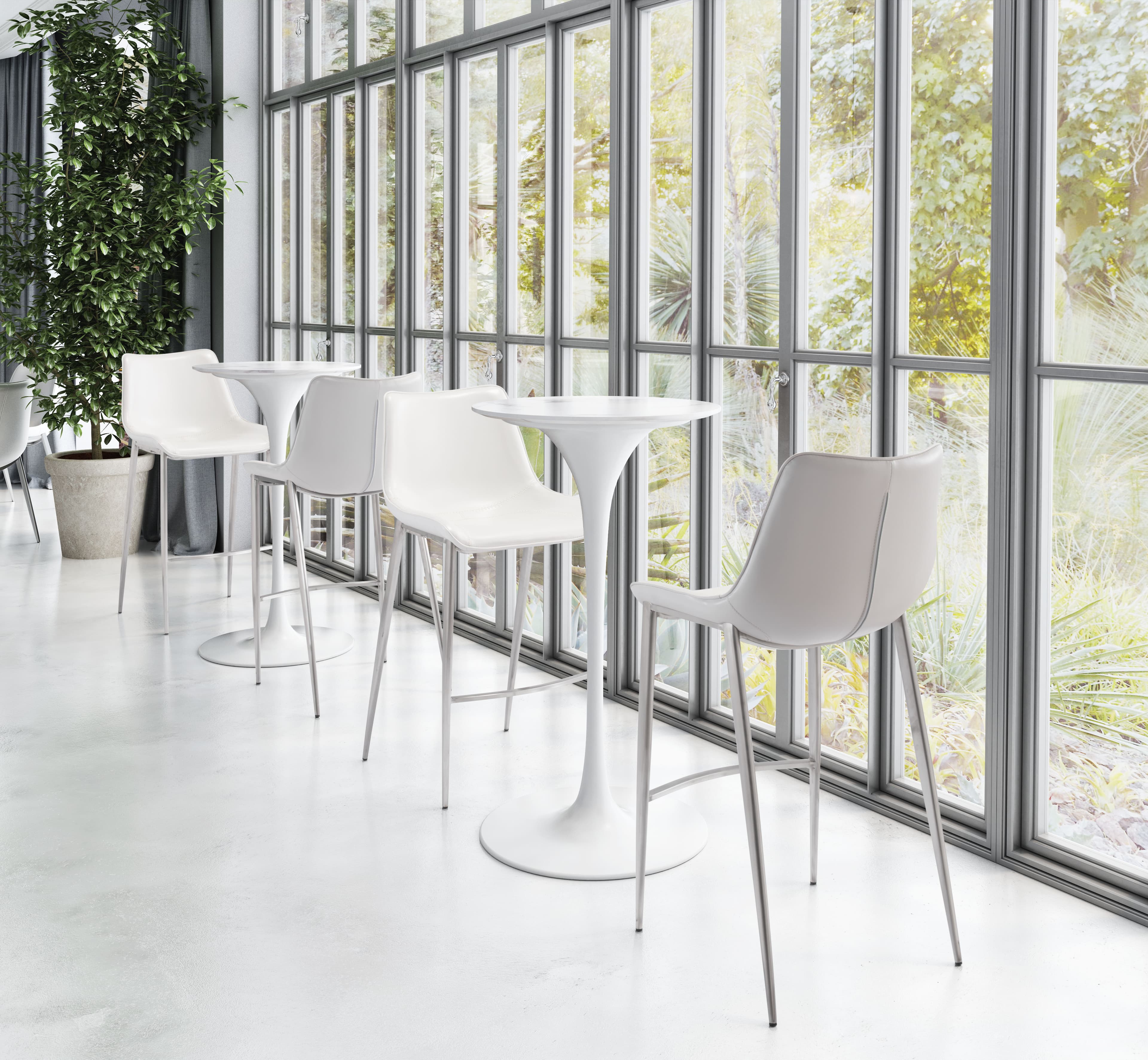 Magnus Barstool (Set of 2) White & Silver product image