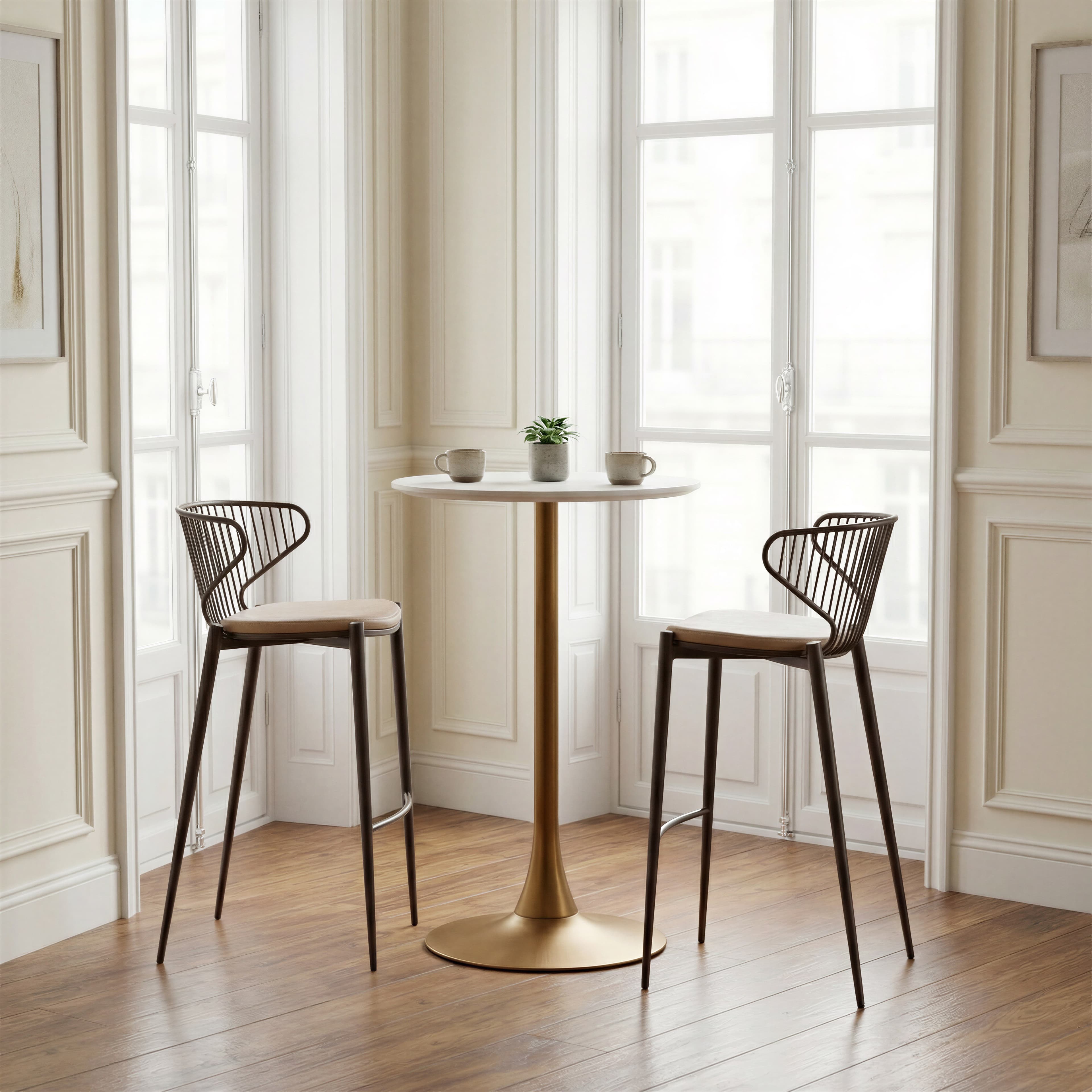 Silues Barstool (Set of 2) Taupe & Brown product image
