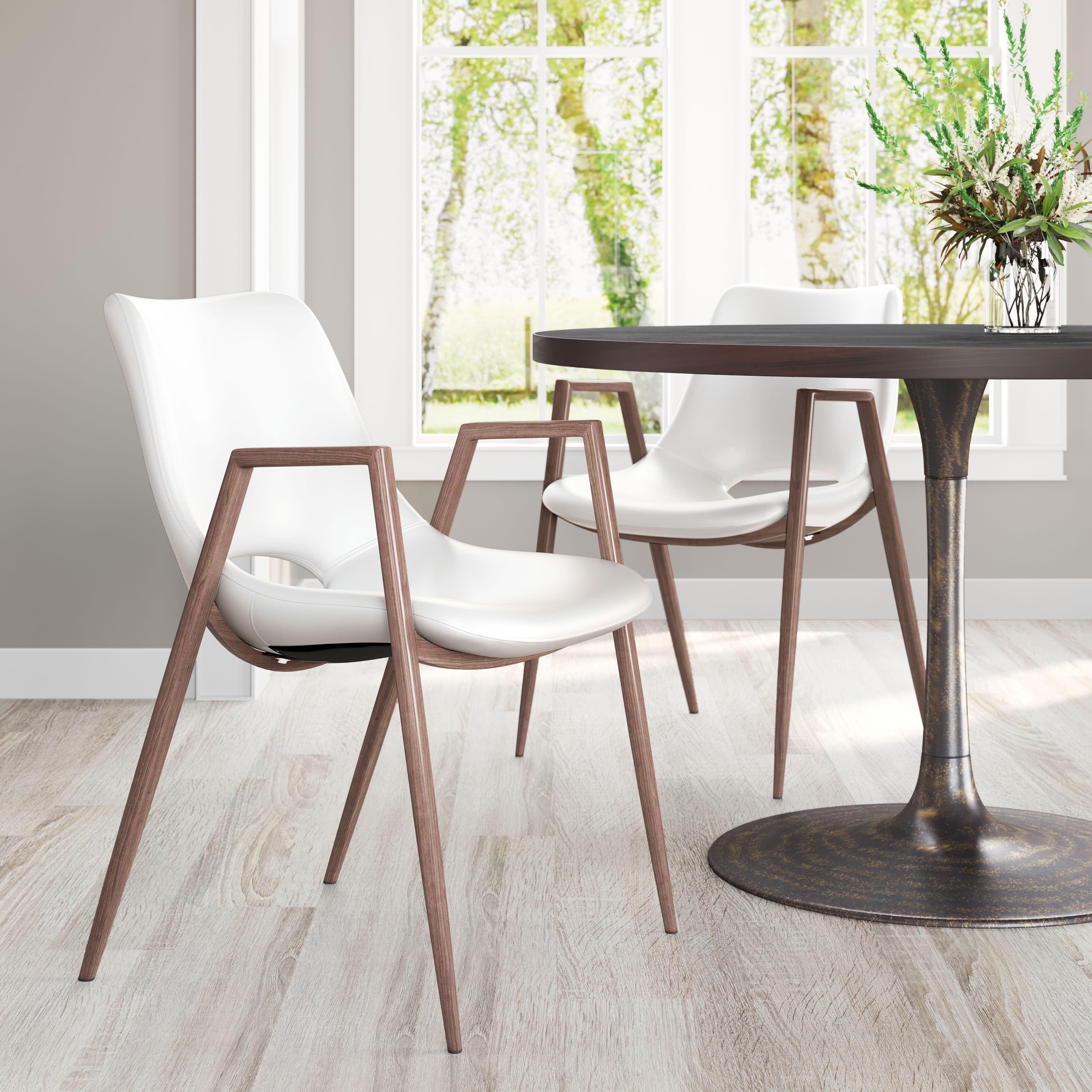 Desi Dining Chair (Set of 2) White & Walnut product image