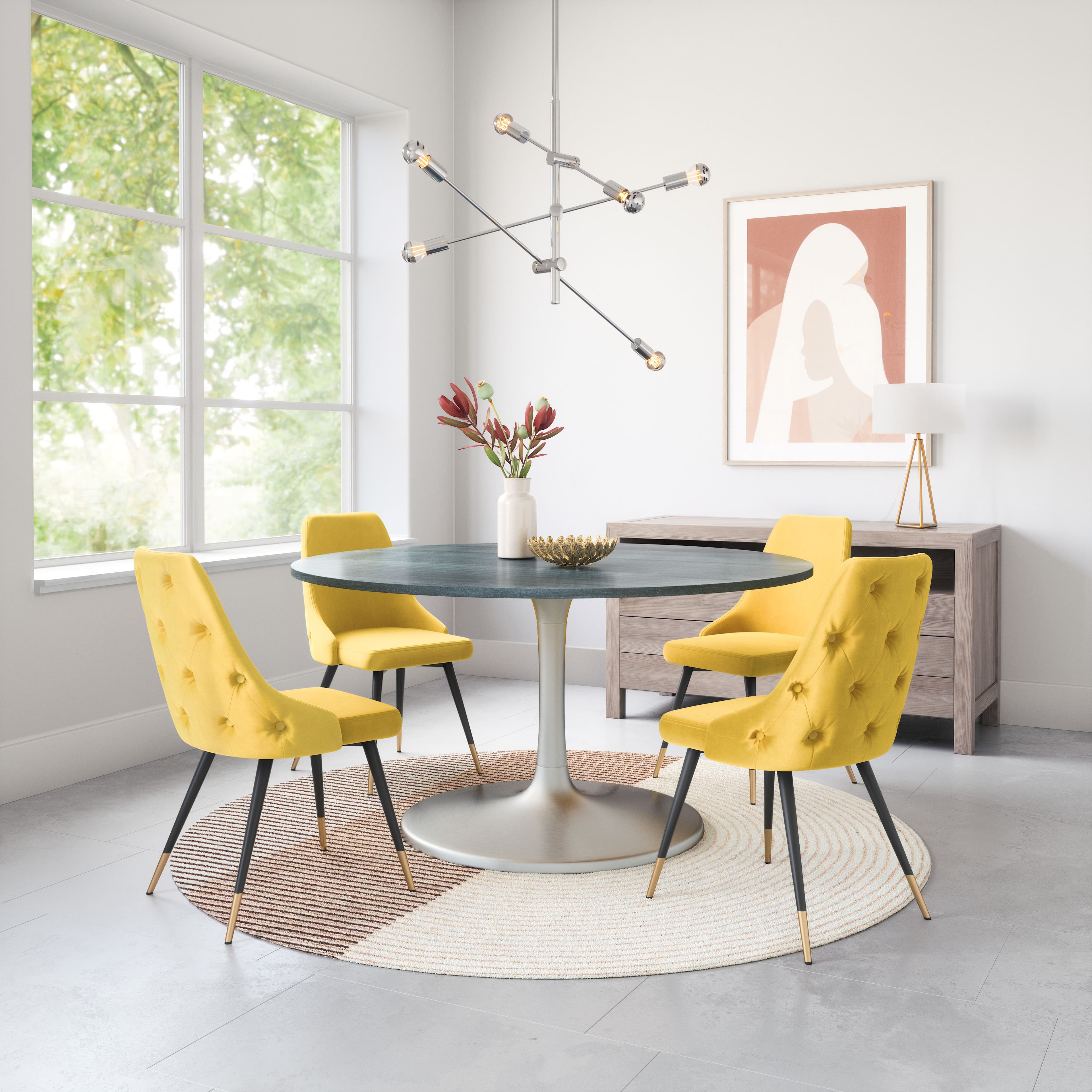 Metropolis Dining Table (60") Gray & Silver product image