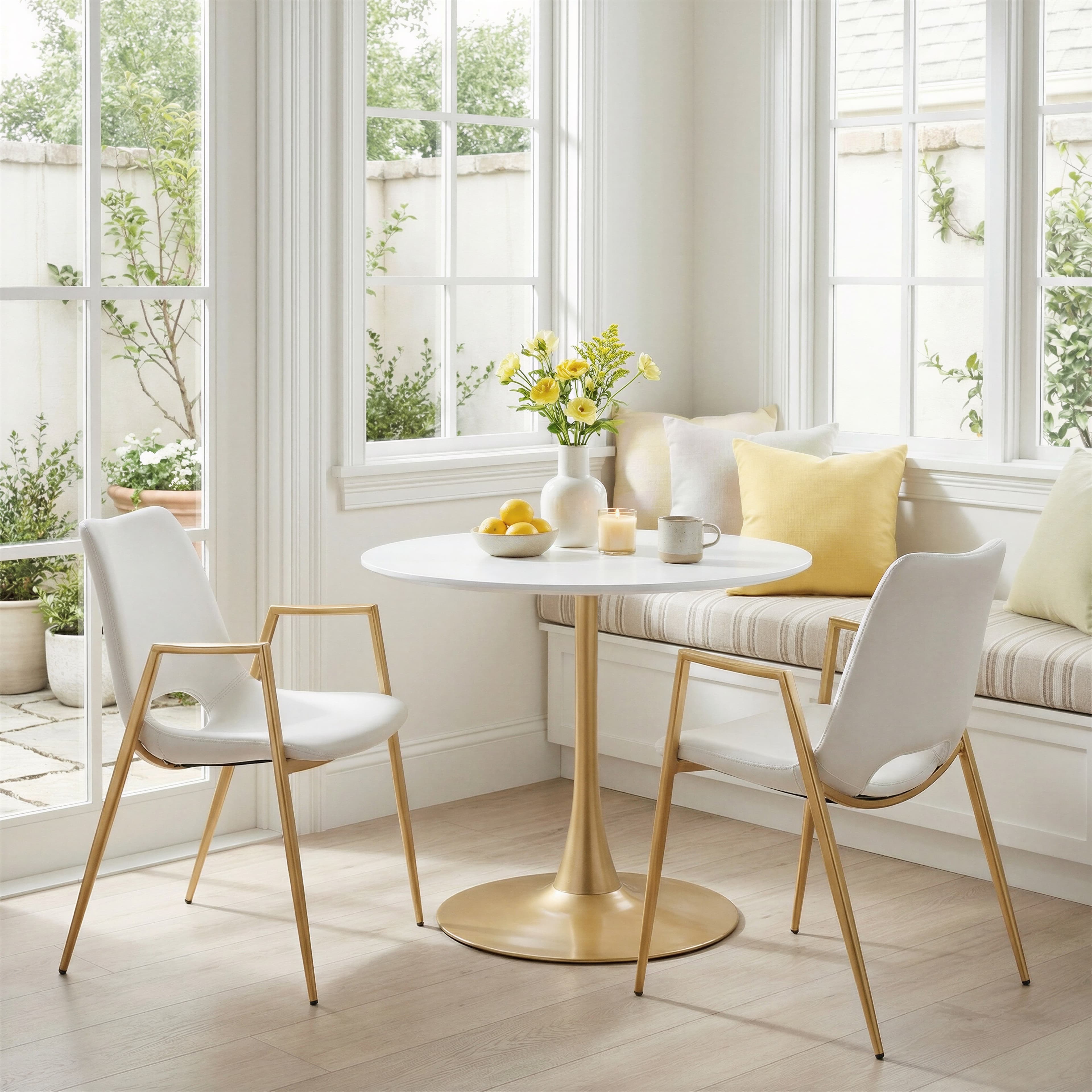 Desi Dining Chair (Set of 2) White & Gold product image