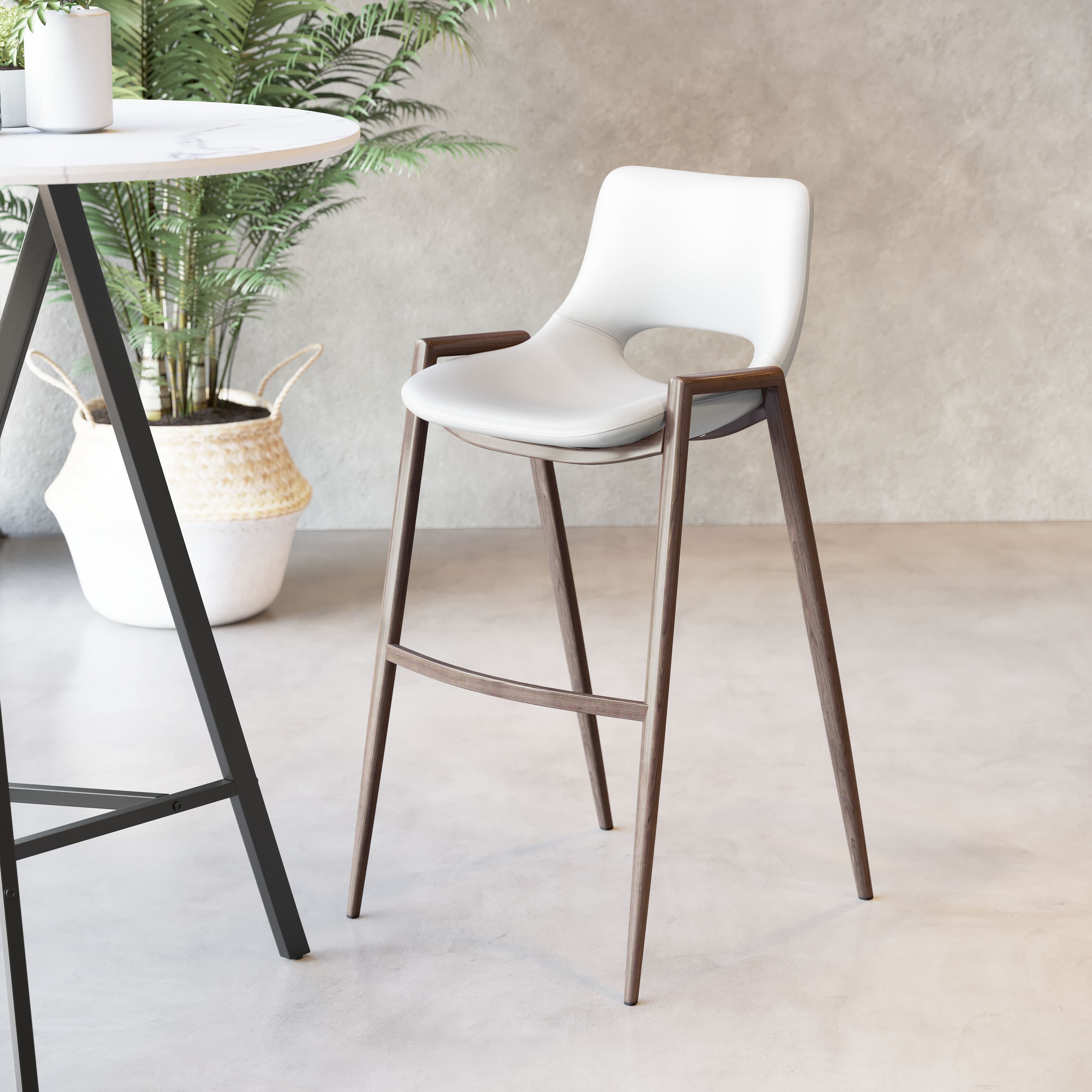 Desi Barstool (Set of 2) White & Walnut product image