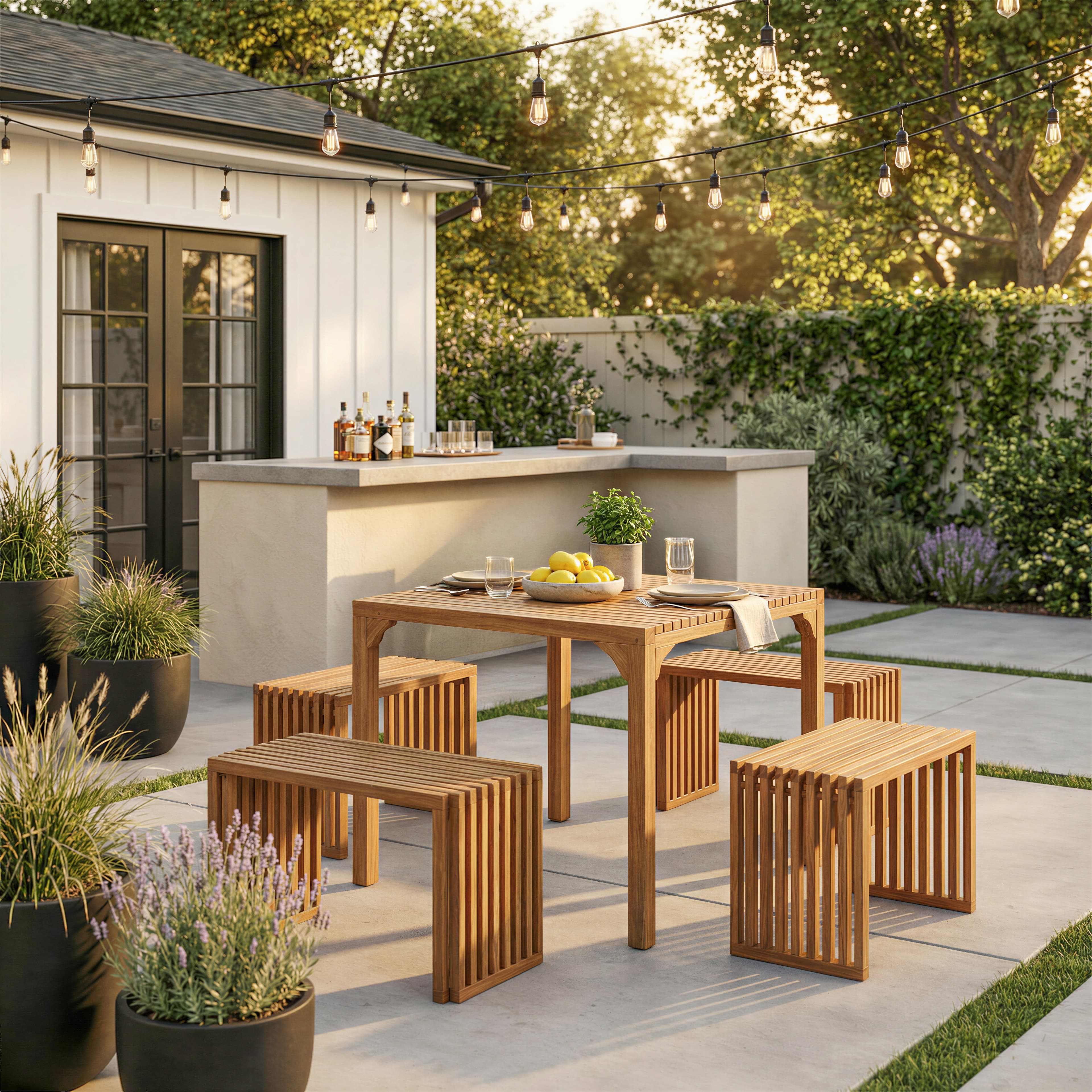 Riviera Extendable Bench (Set of 2) Natural product image