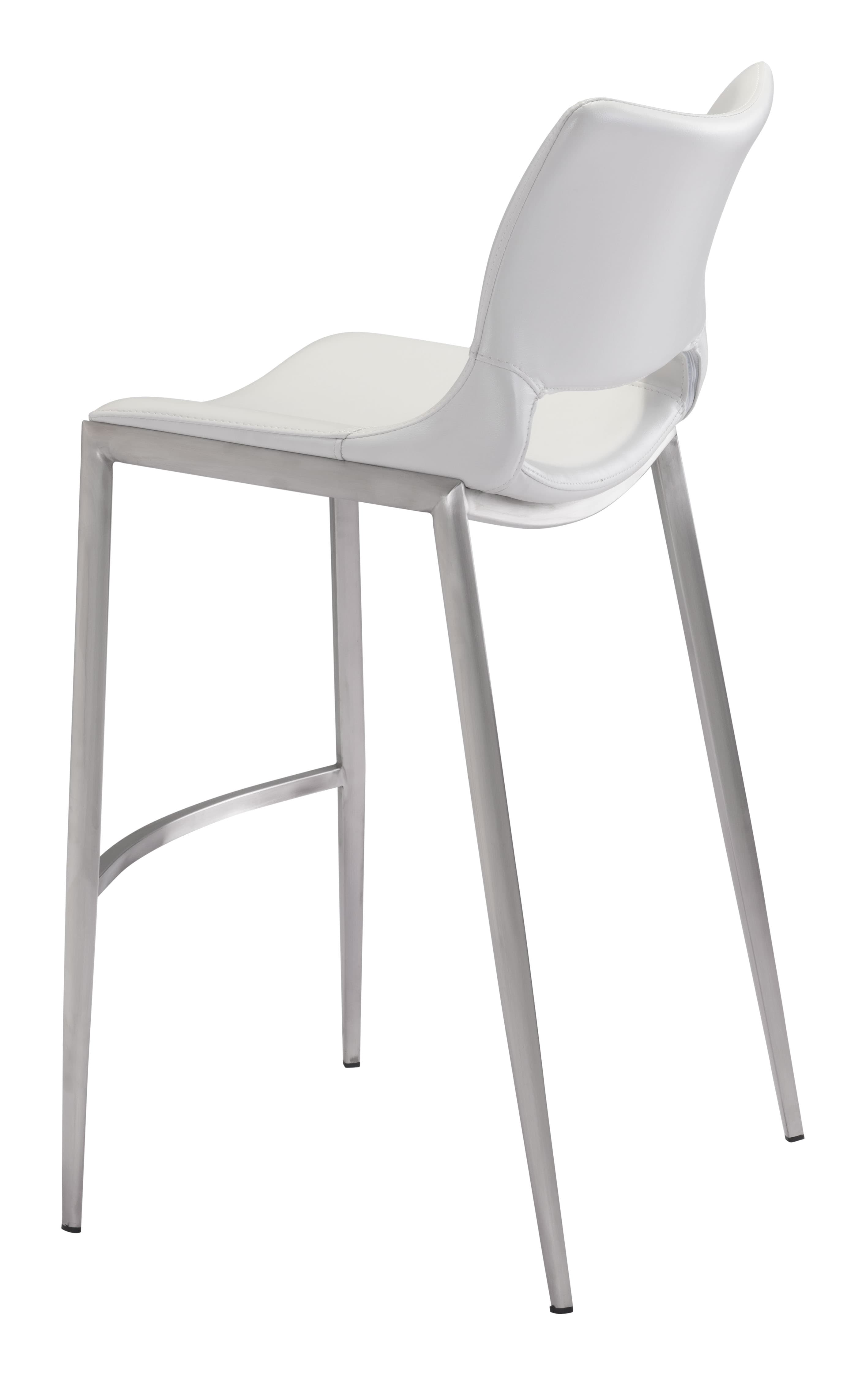 Ace Barstool (Set of 2) White & Silver product image