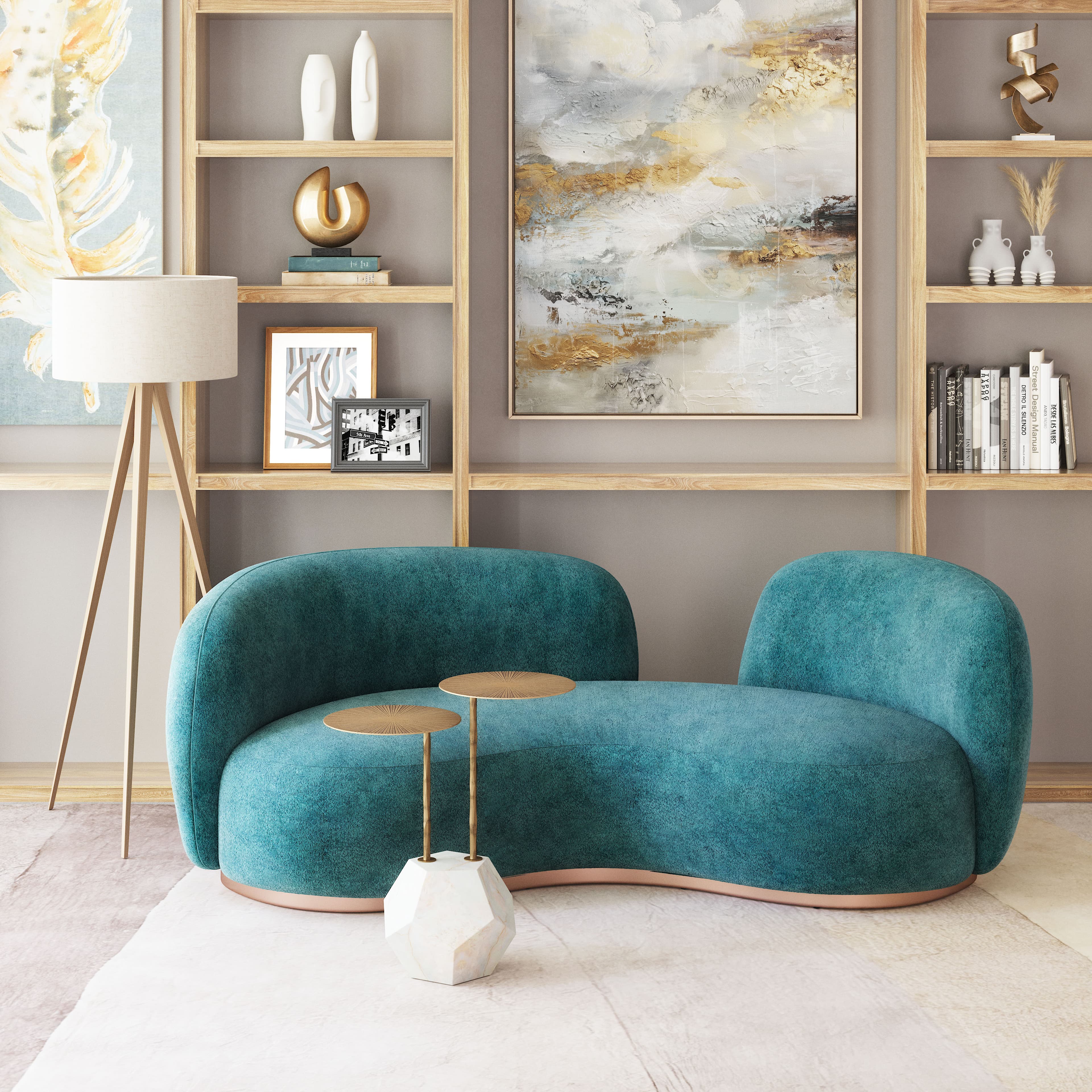 Anten Side Table Brass & White product image