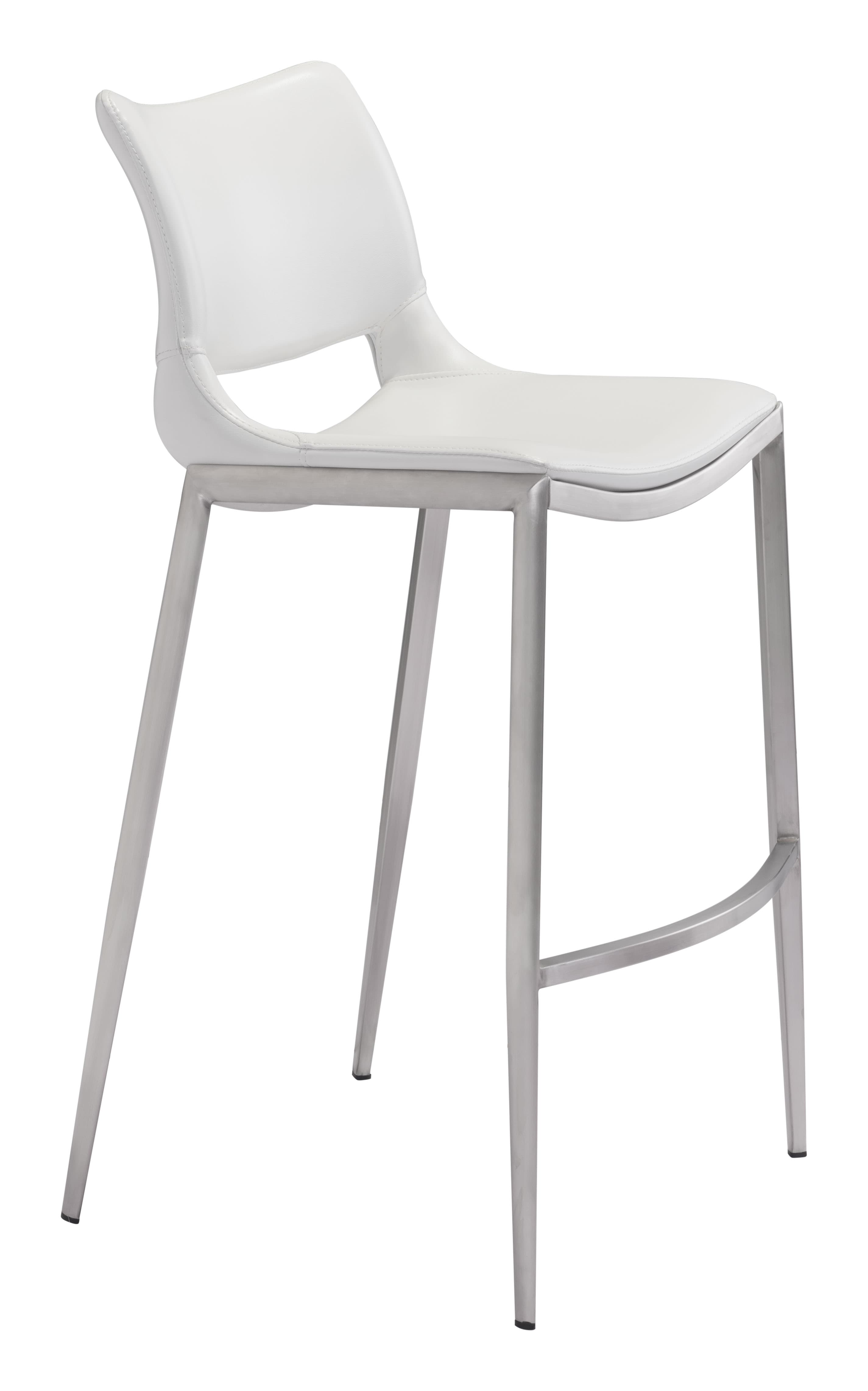 Ace Barstool (Set of 2) White & Silver product image