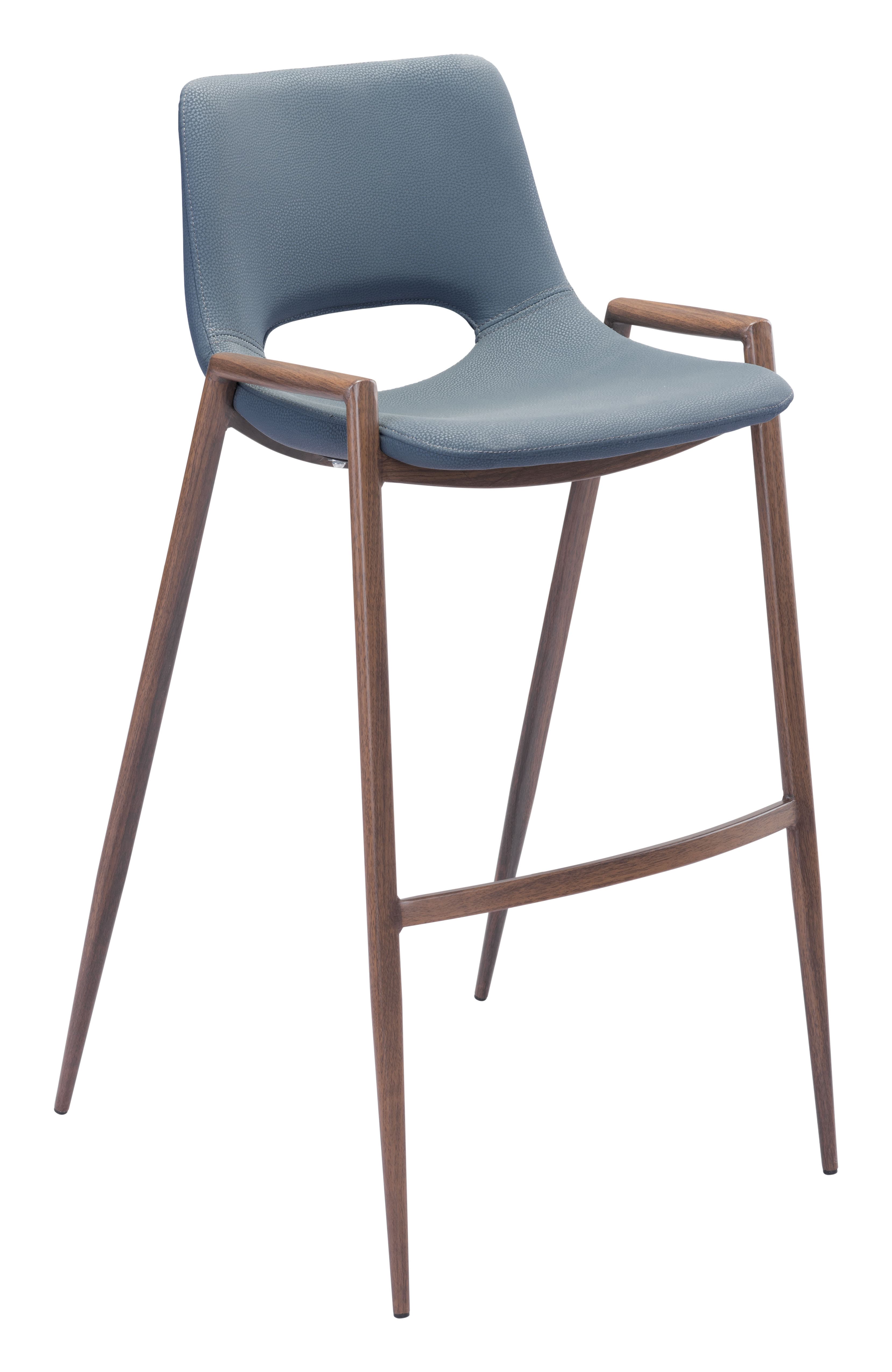 Desi Barstool (Set of 2) Azure Gray & Walnut product image