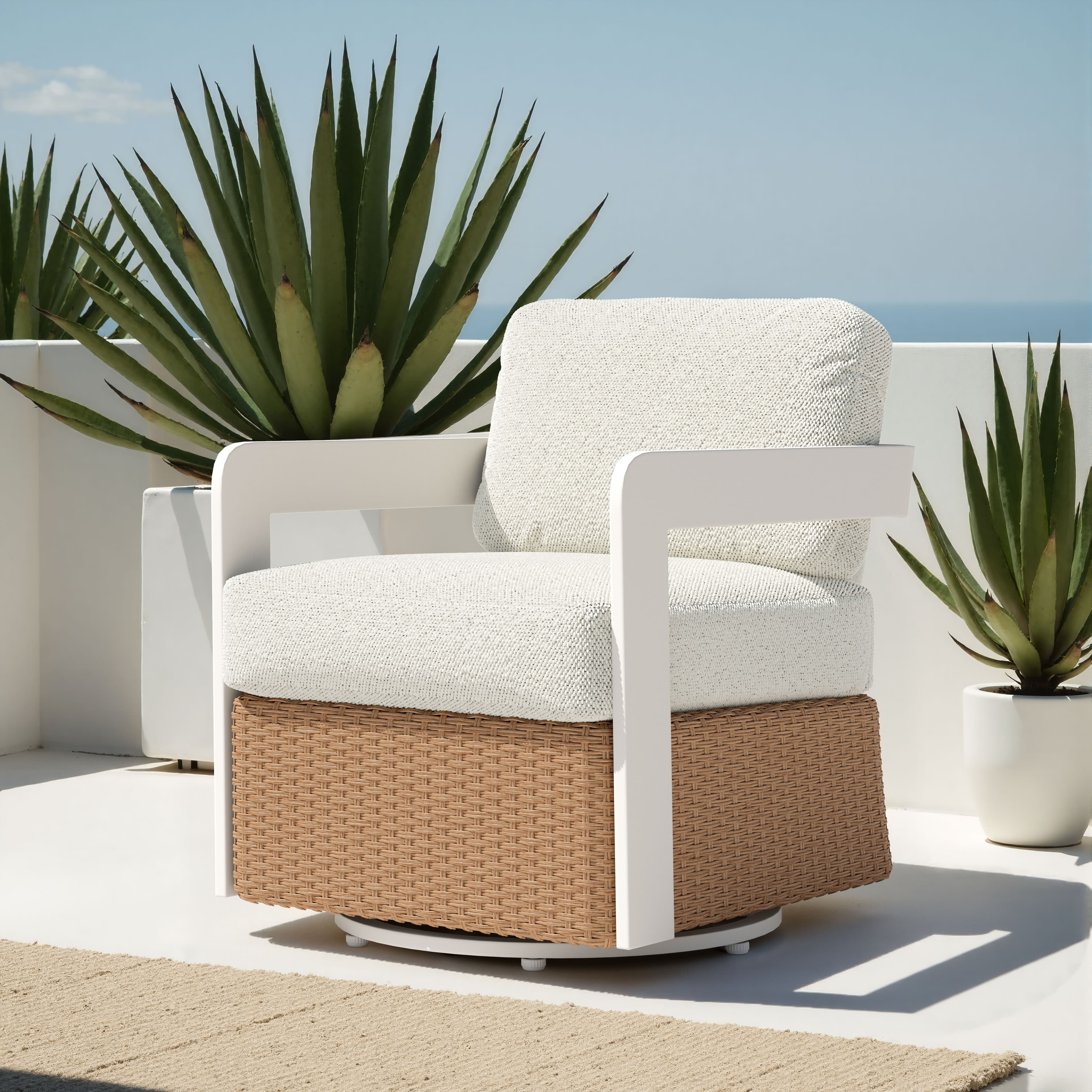 Gelo Swivel Chair White & Brown product image